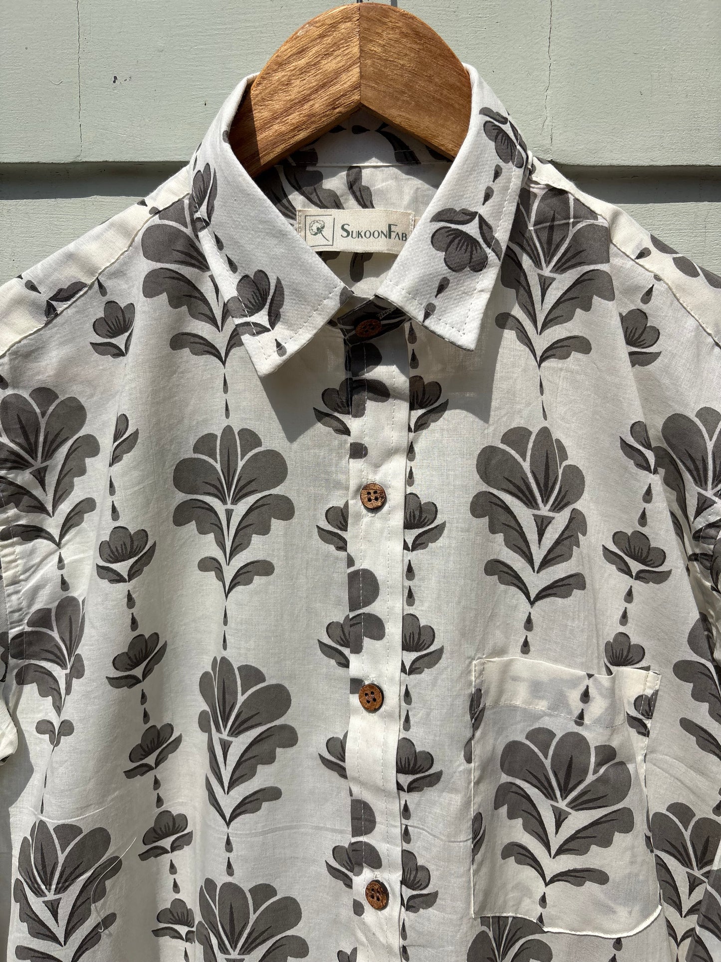 White Floral Sanganeri Printed Shirt