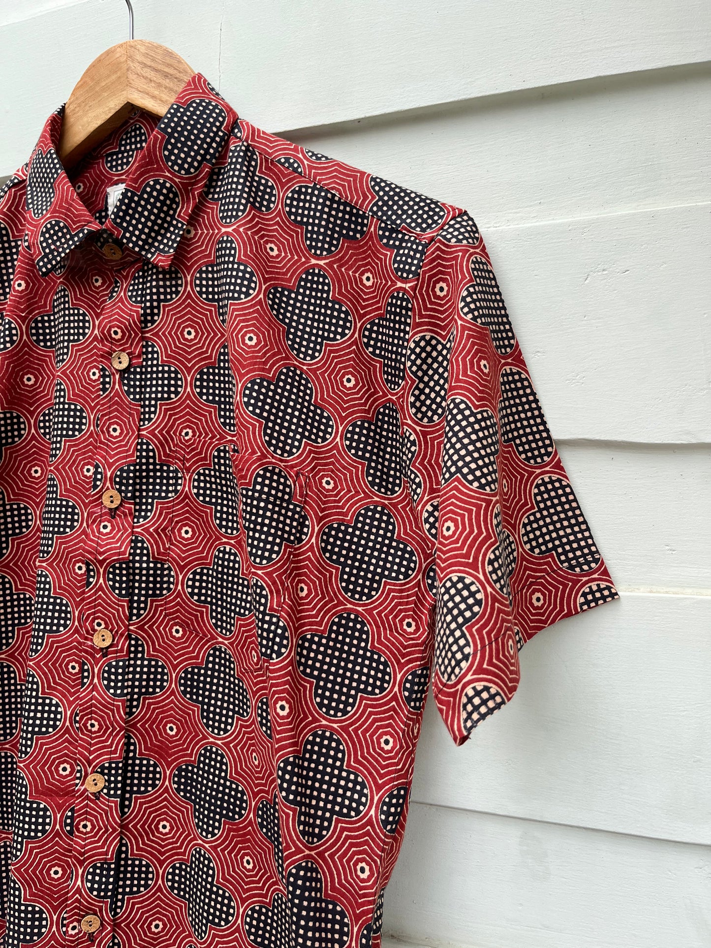 Red and Black Printed Cotton Shirt
