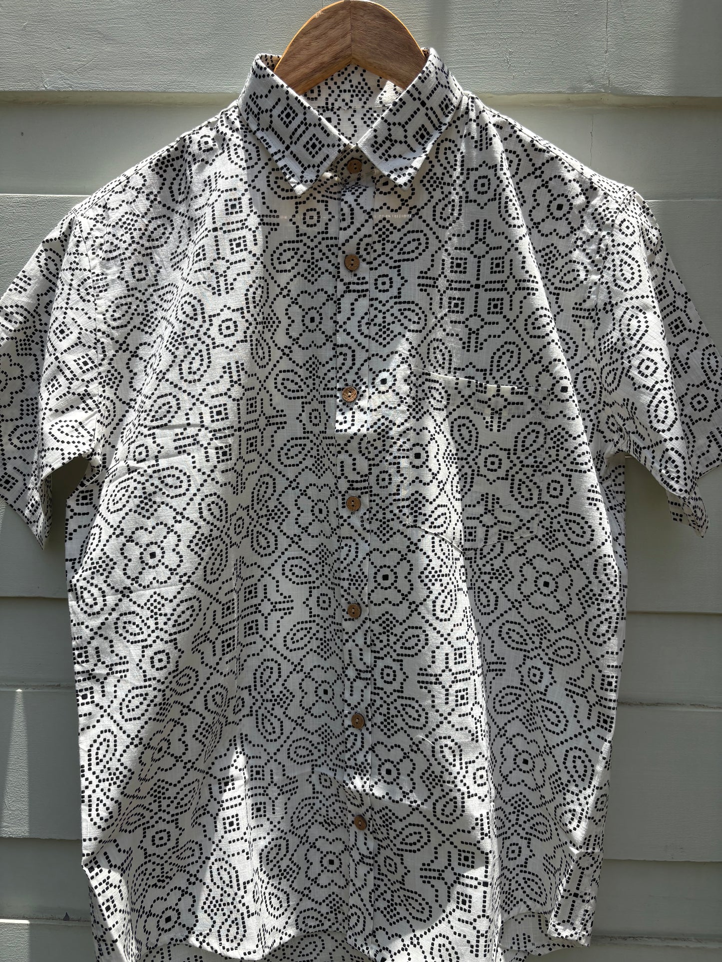 Monochrome Geometric Printed Cotton Shirt