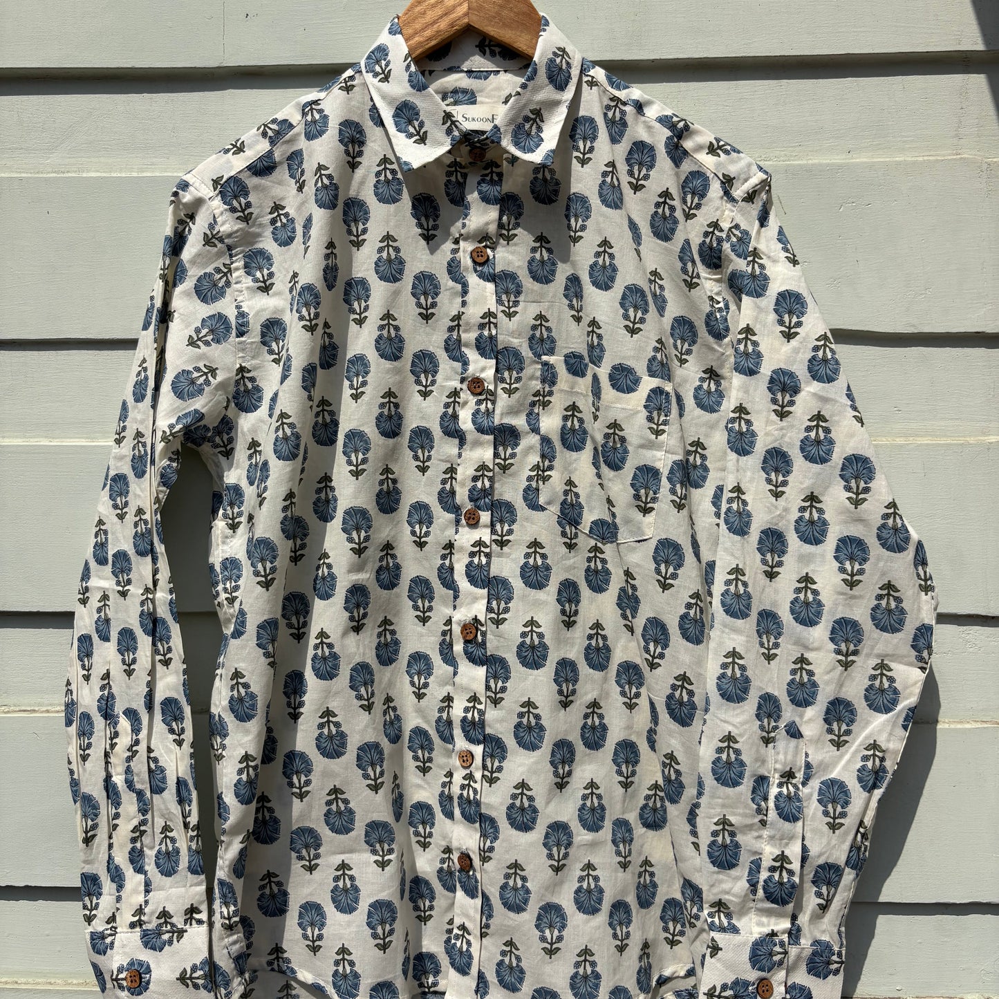 Blue Floral Sanganeri Printed Shirt