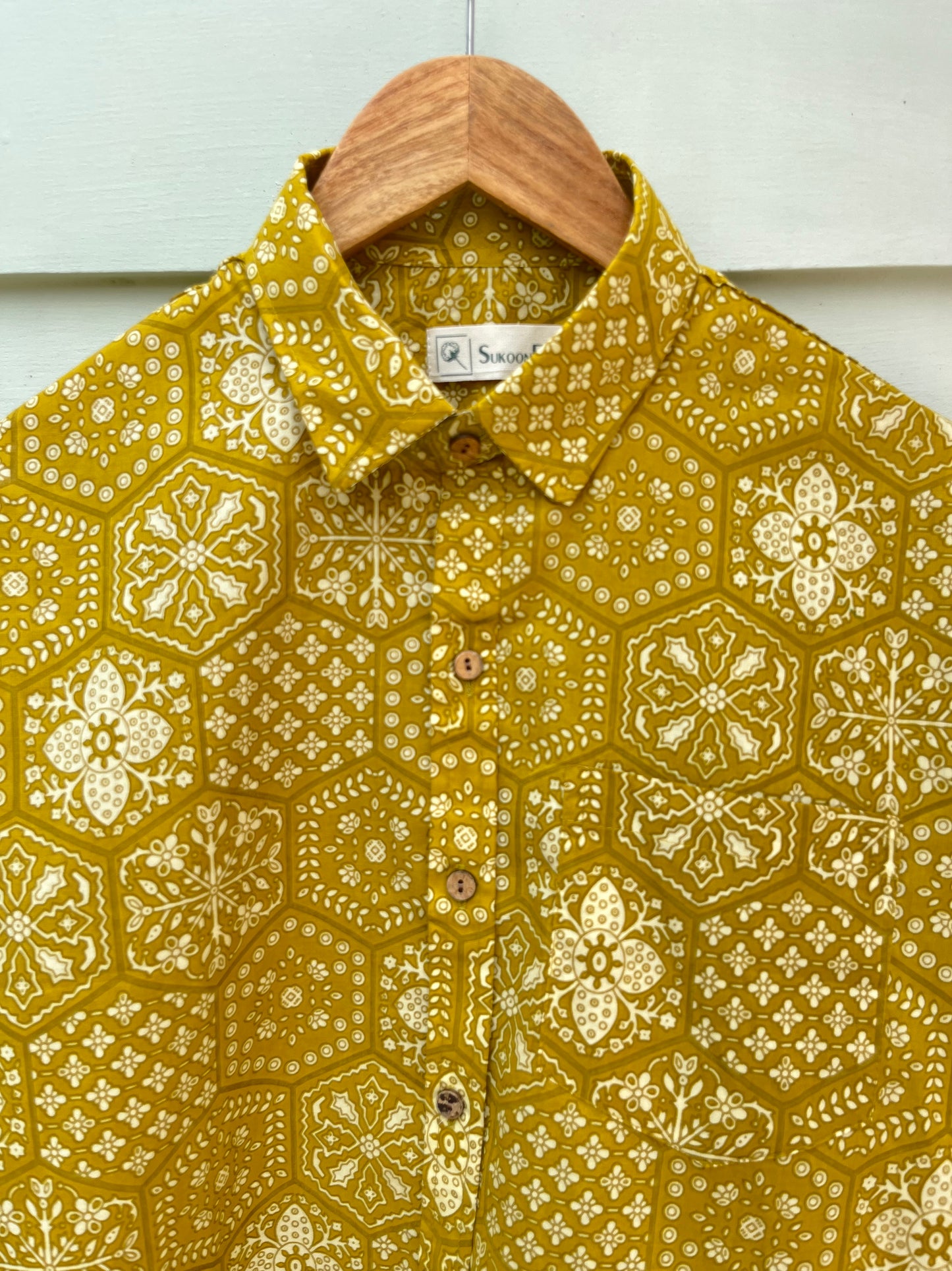 Mustard Floral Printed Cotton Shirt