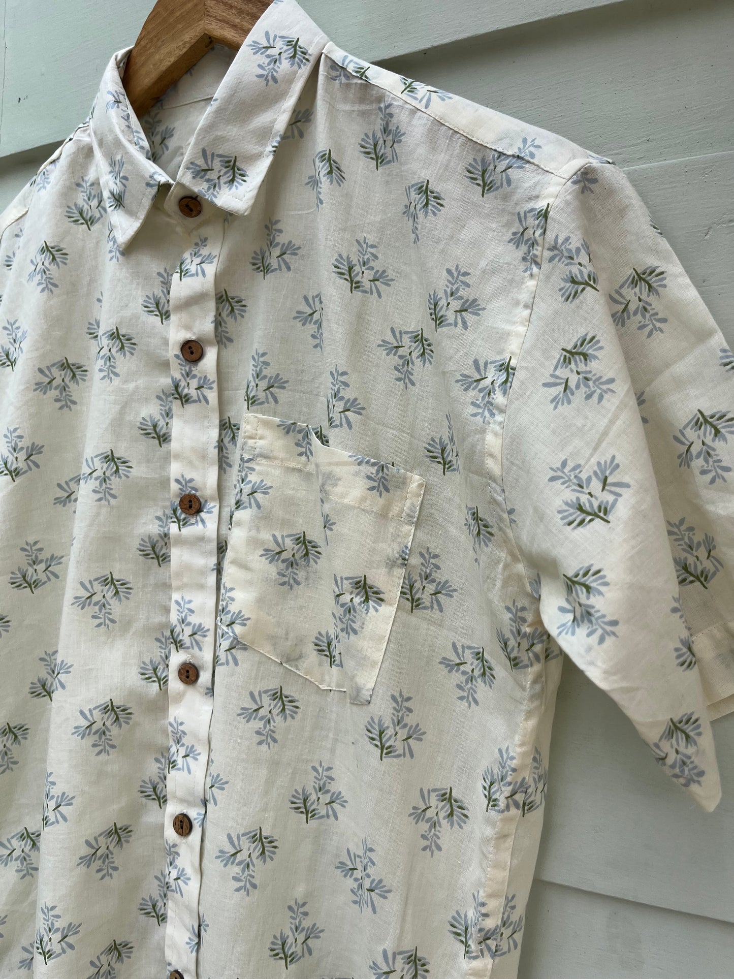 Cloud White Printed Cotton Shirt