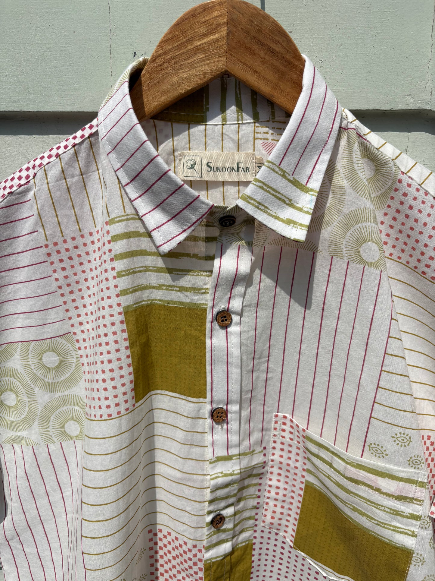 Cream Geometrical Sanganeri Print Shirt