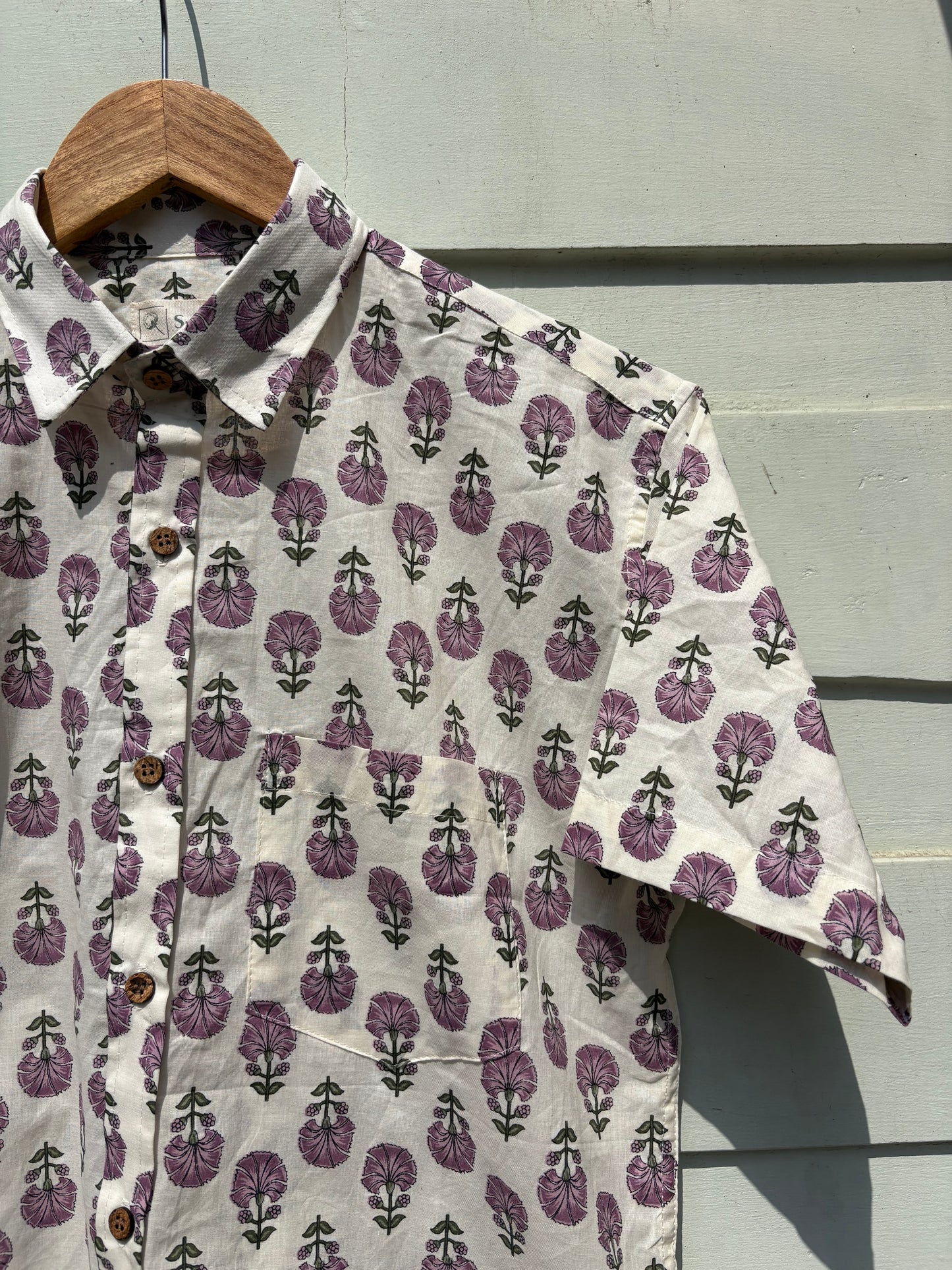 Wild Berry Floral Sanganeri Printed Shirt