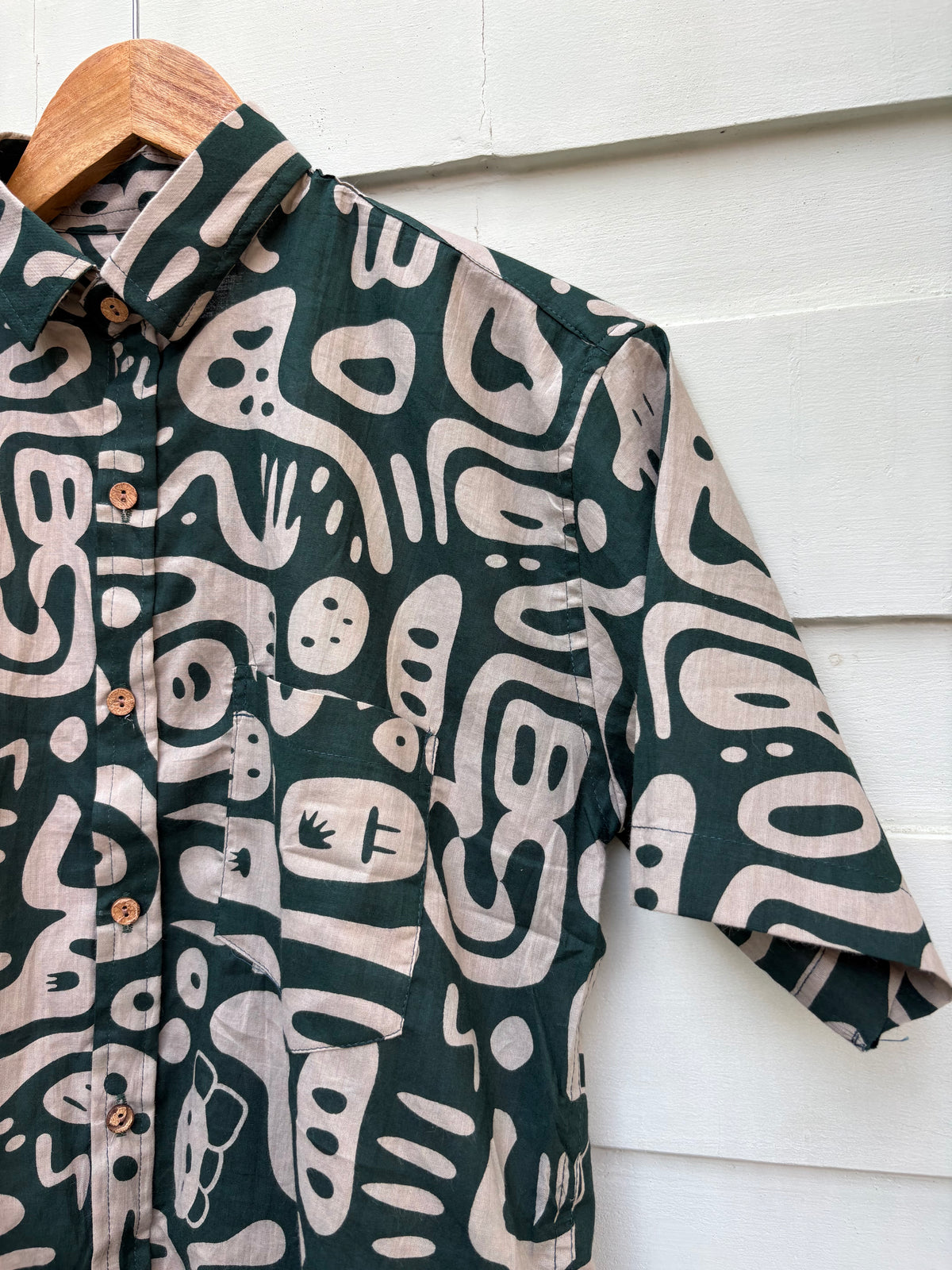Abstract Green Printed Cotton Shirt