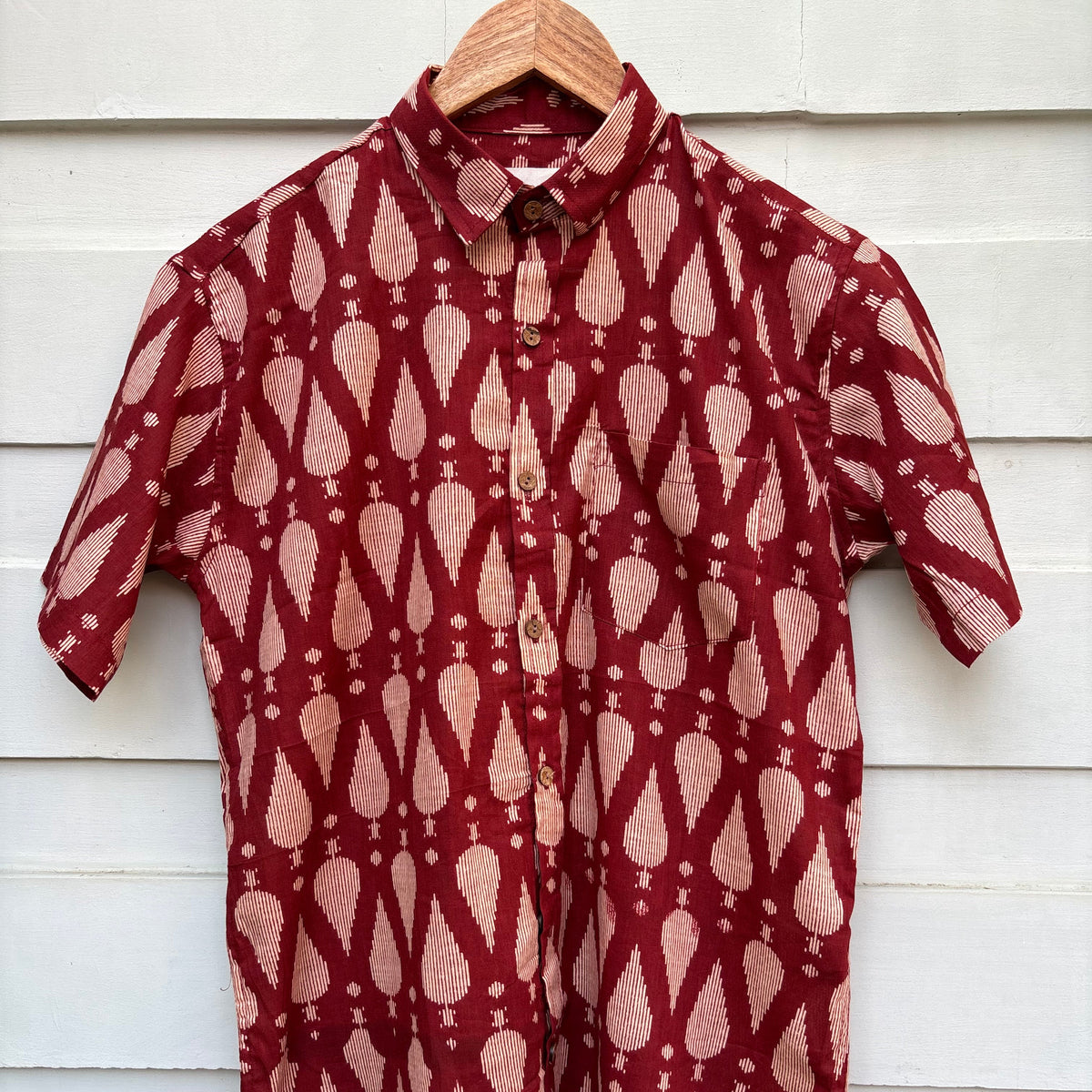 Red Floral Butta Printed Cotton Shirt