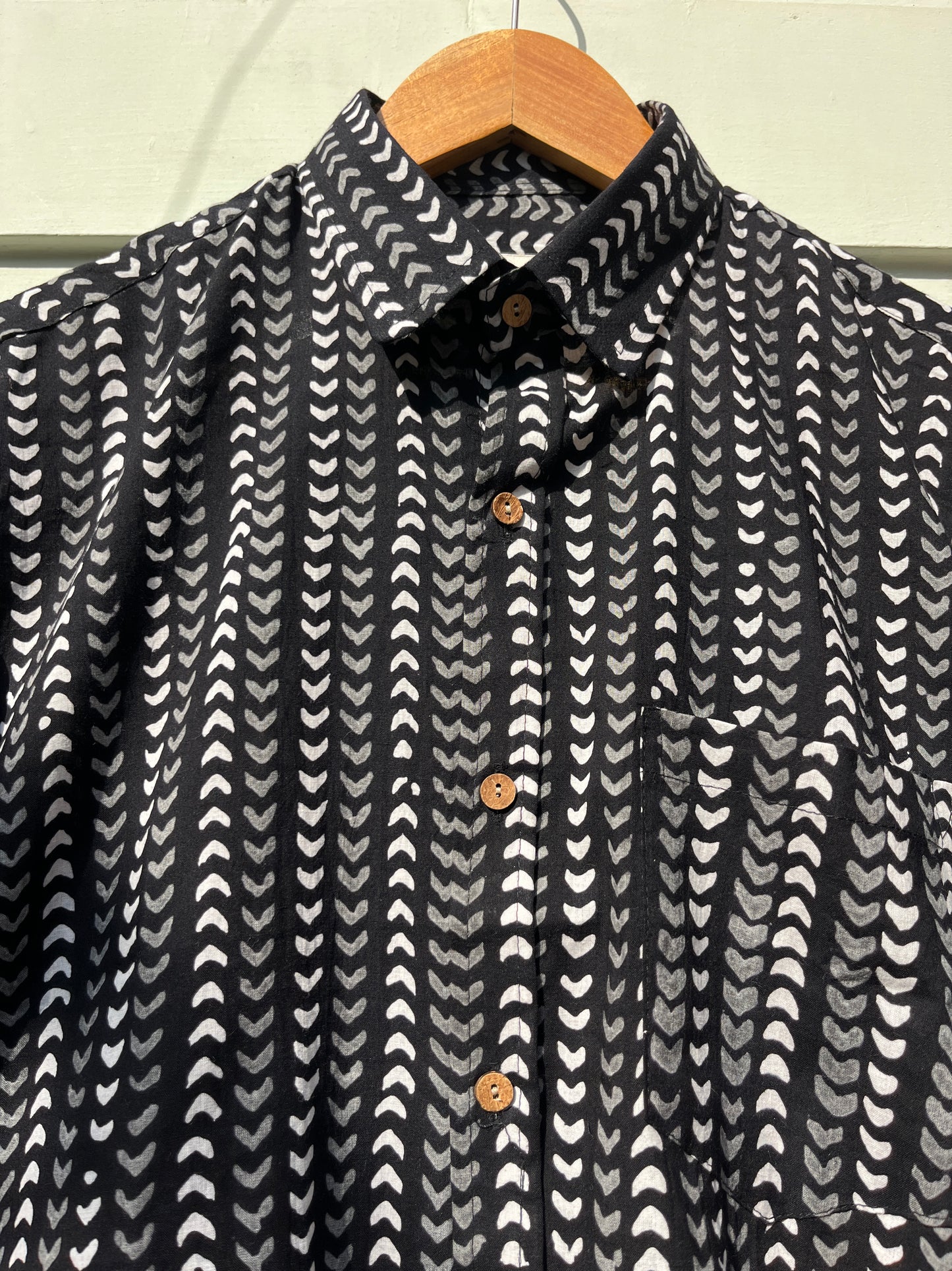 Black & White Sanganeri Printed Cotton Shirt