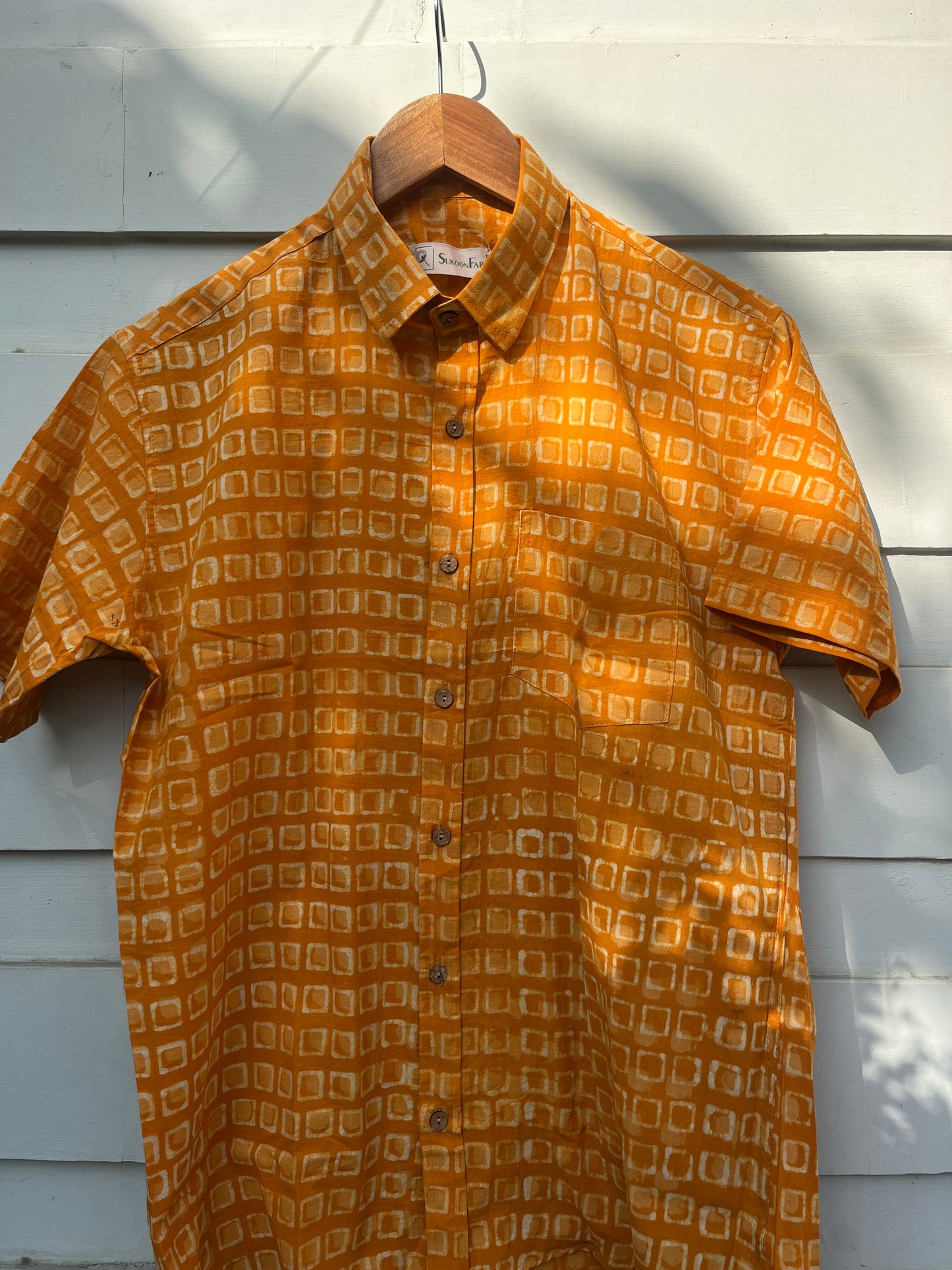 Oak Brown Dabu Hand Block Printed Shirt