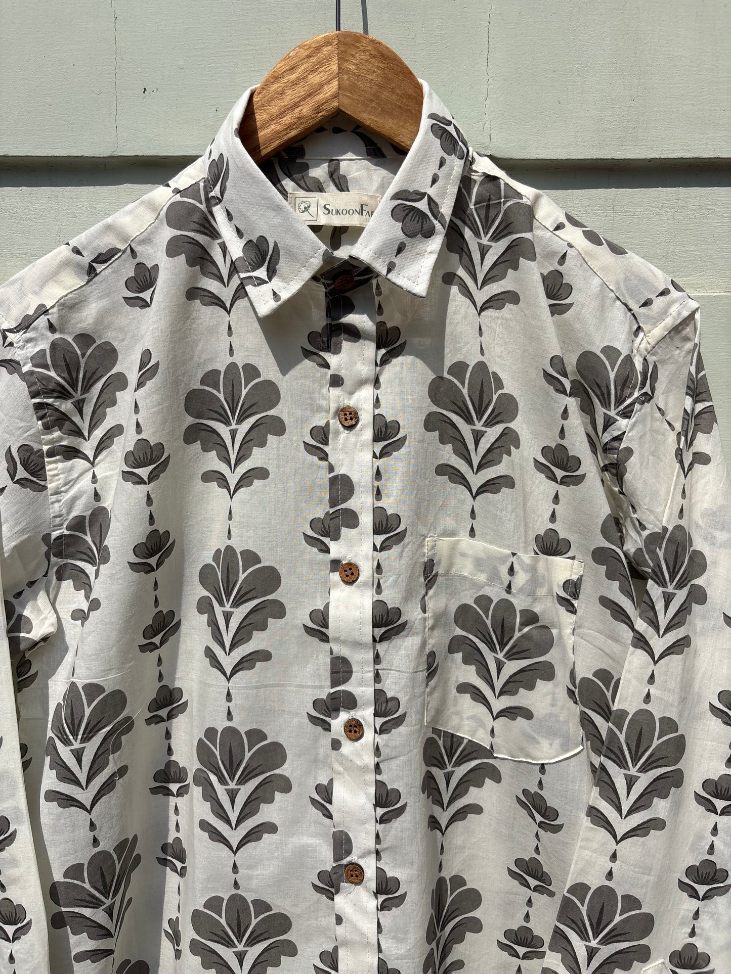 White Floral Sanganeri Printed Shirt