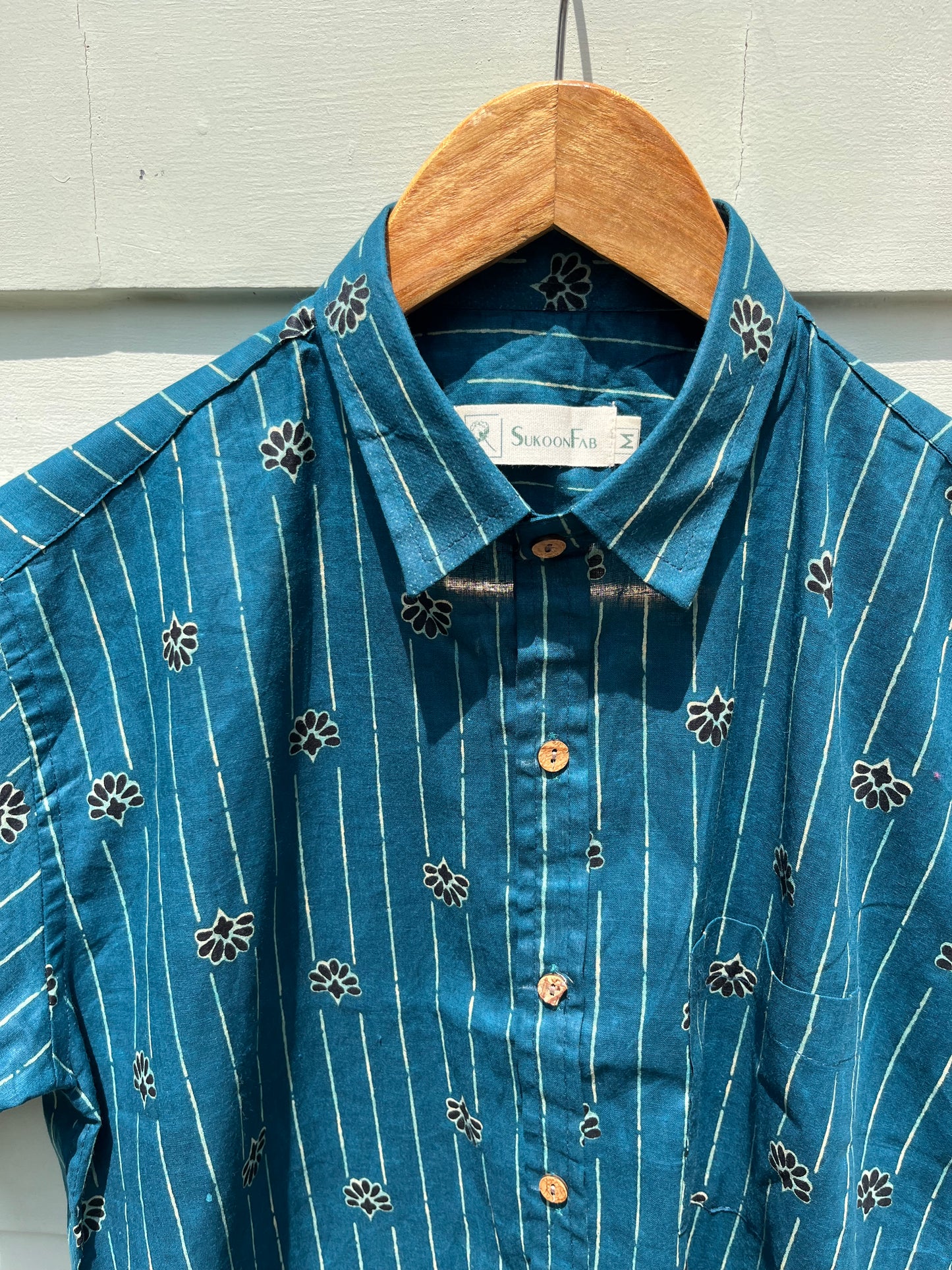 Blue Ajrak Printed Cotton Shirt