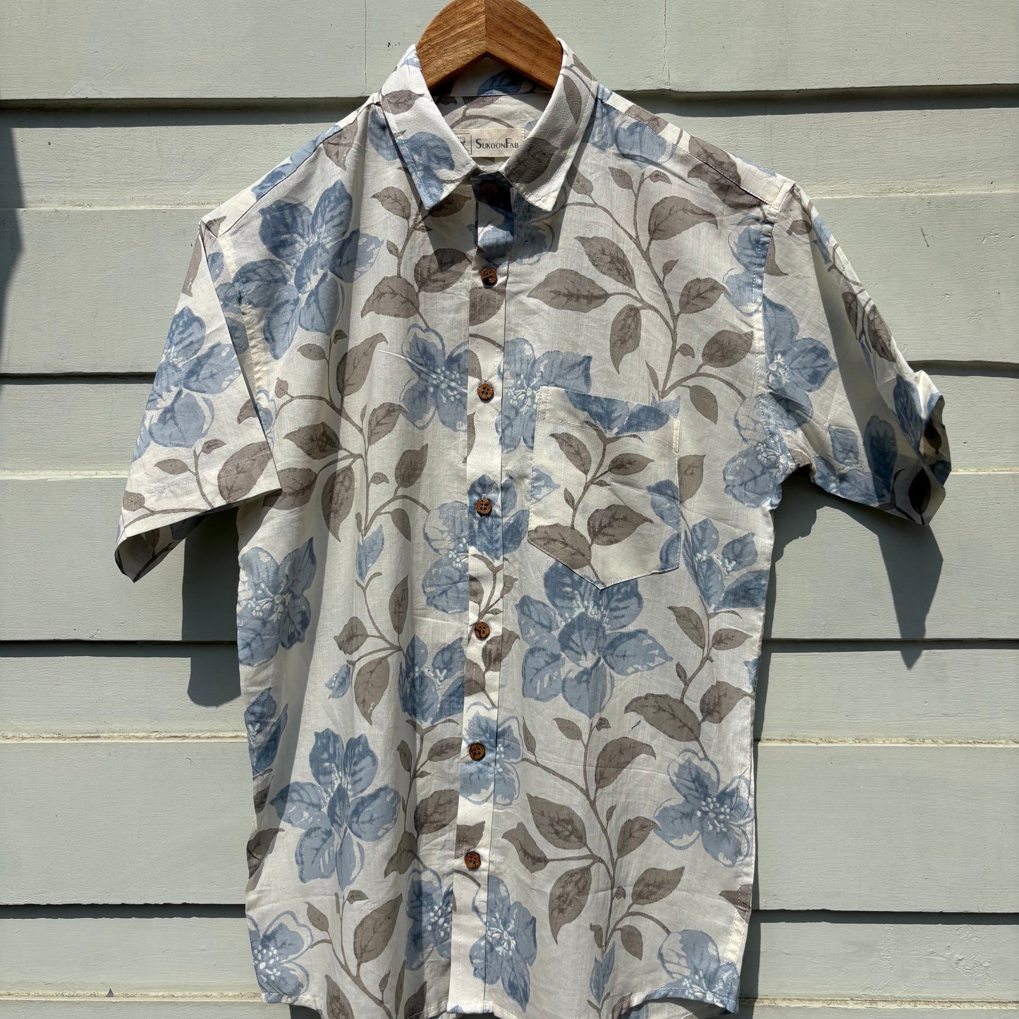Blue Grey Sanganeri Printed Shirt