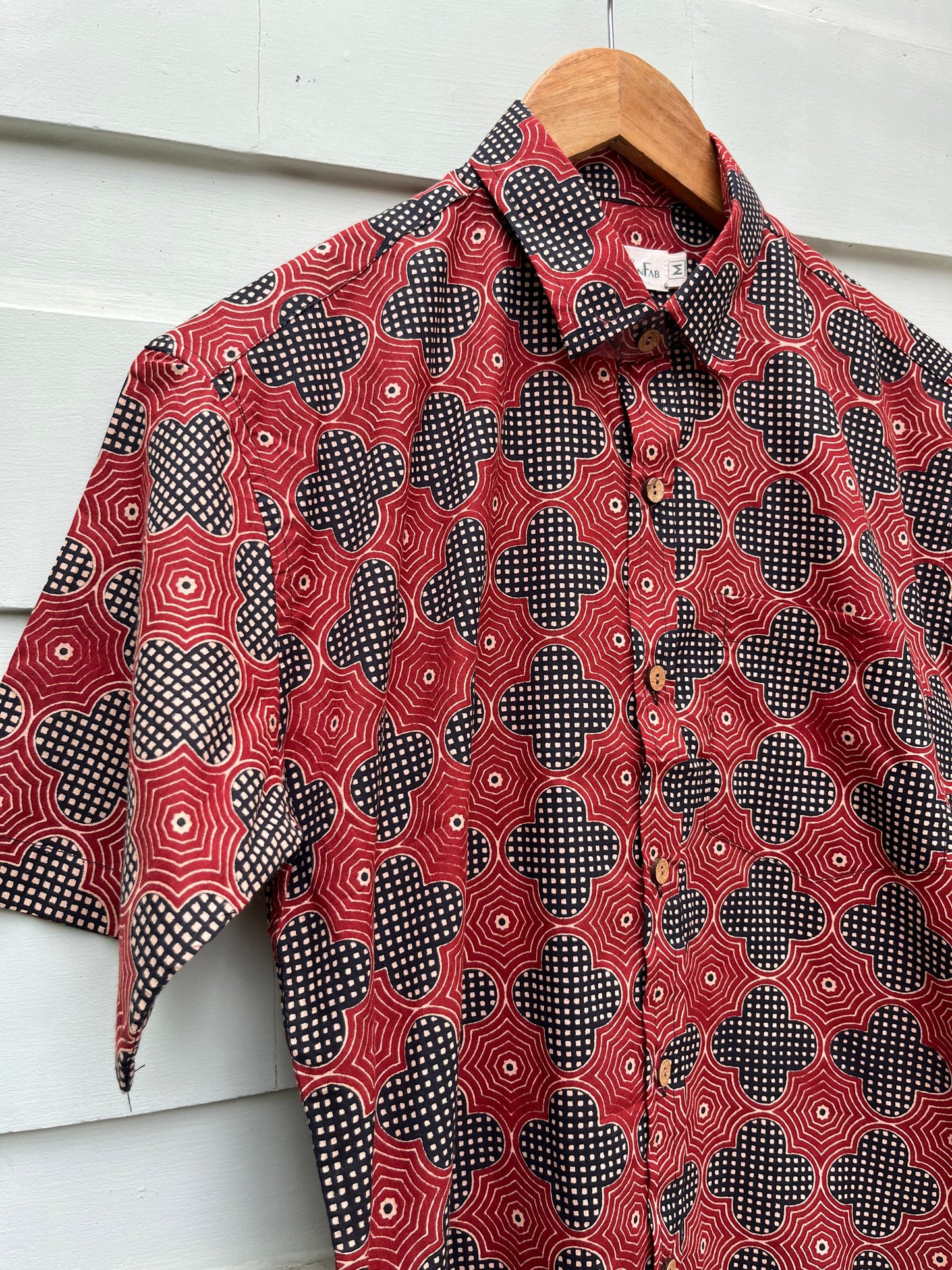 Red and Black Printed Cotton Shirt