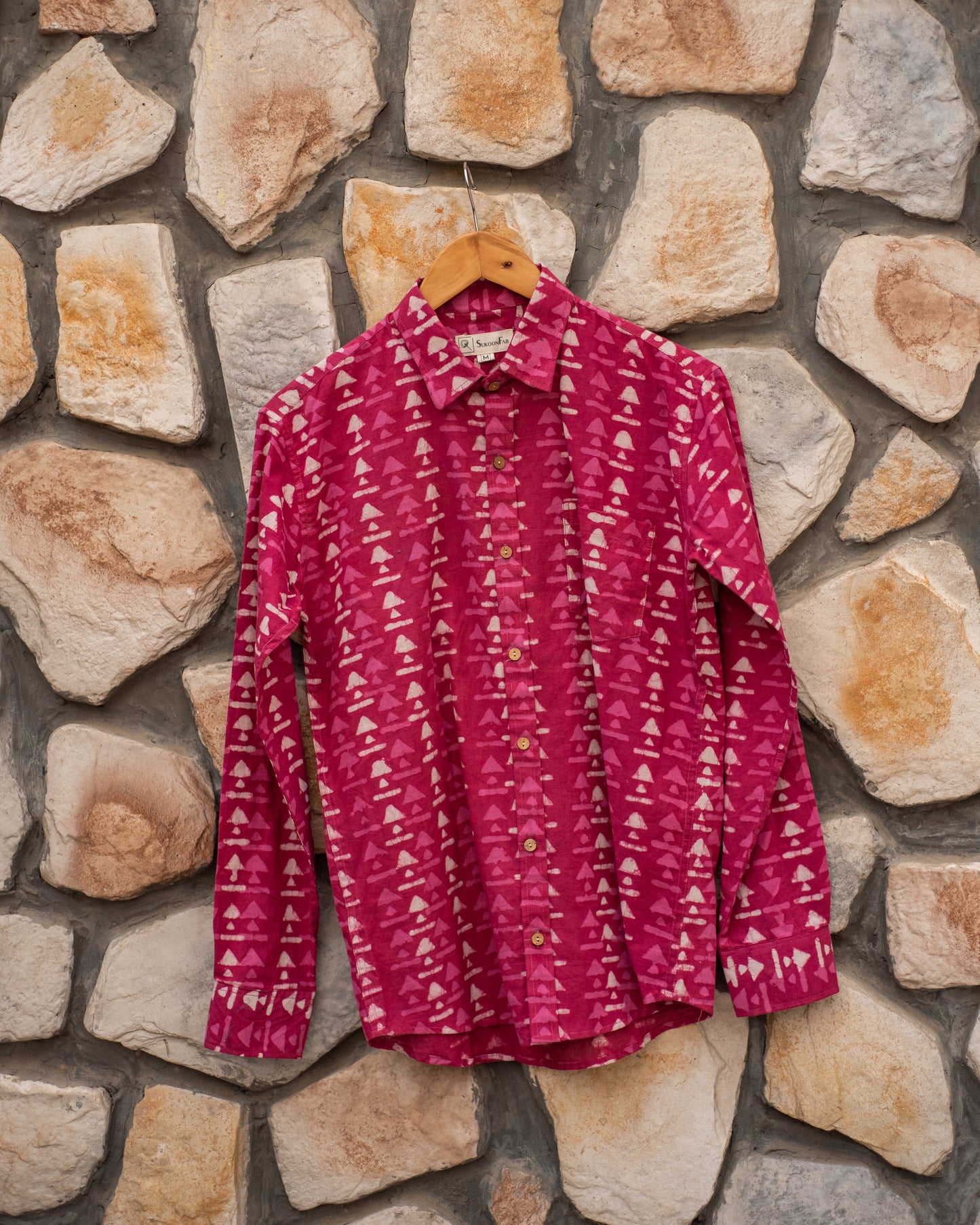 Cordovan Dabu Printed Cotton Shirt