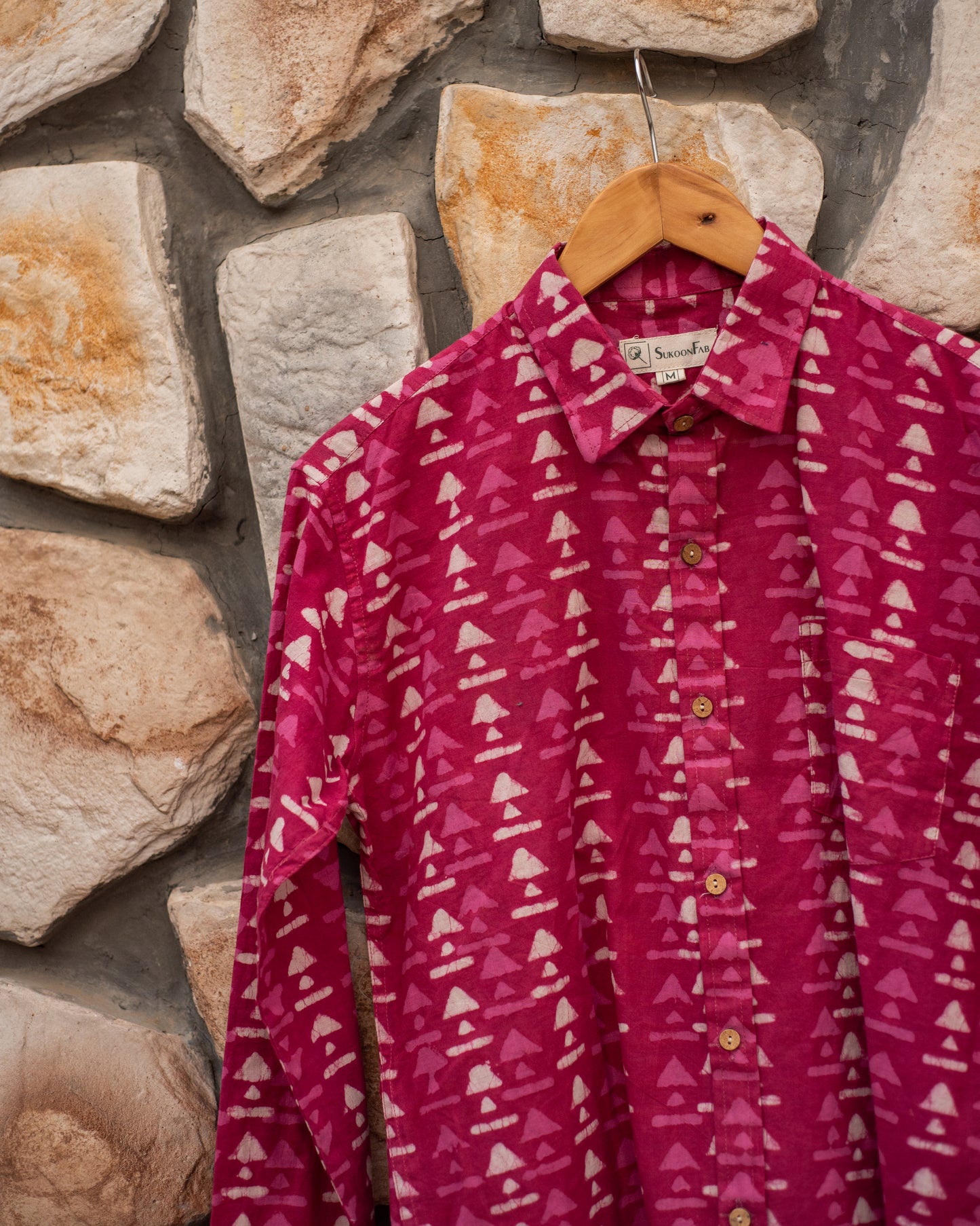 Cordovan Dabu Printed Cotton Shirt