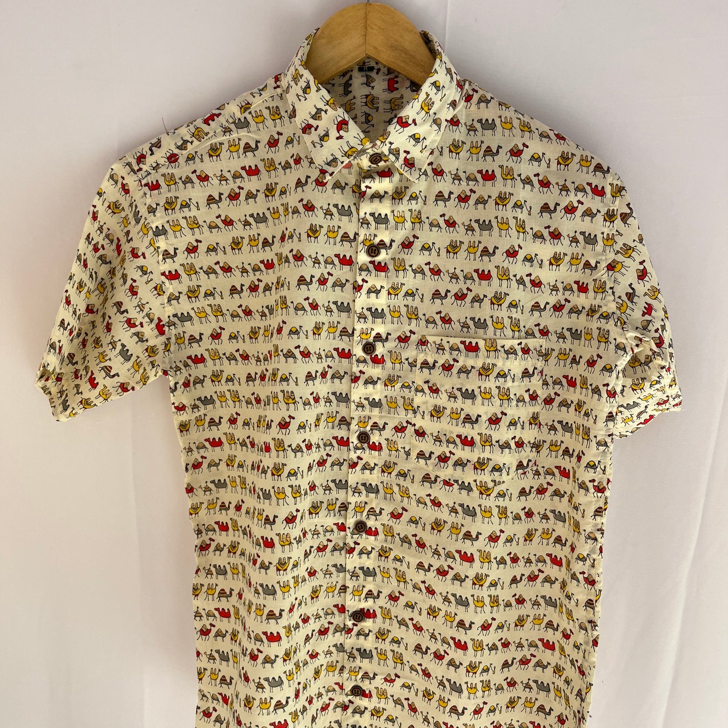 White Camel Printed Cotton Shirt