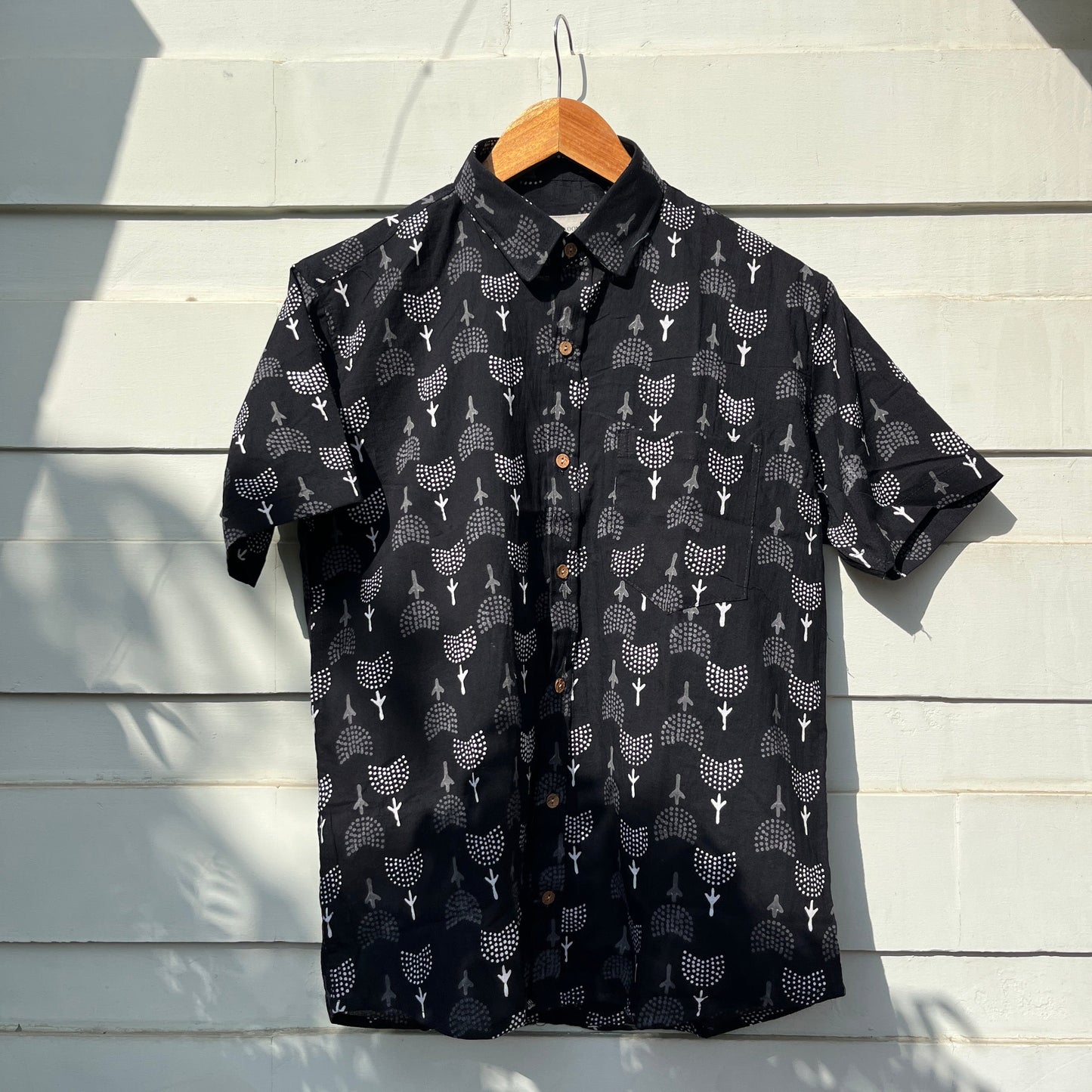 Black & White Floral Sanganeri Printed Shirt