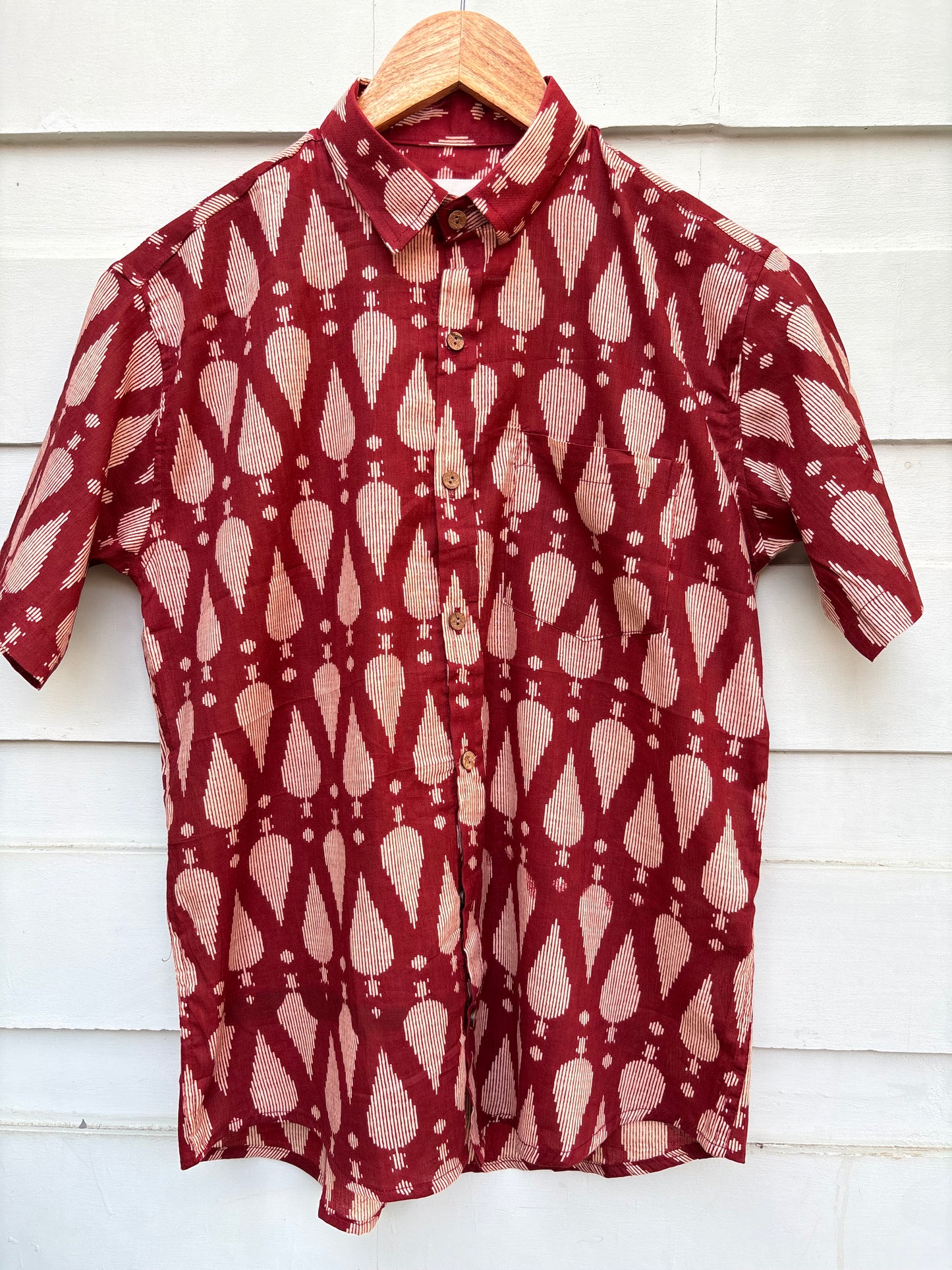 Red Floral Butta Printed Cotton Shirt