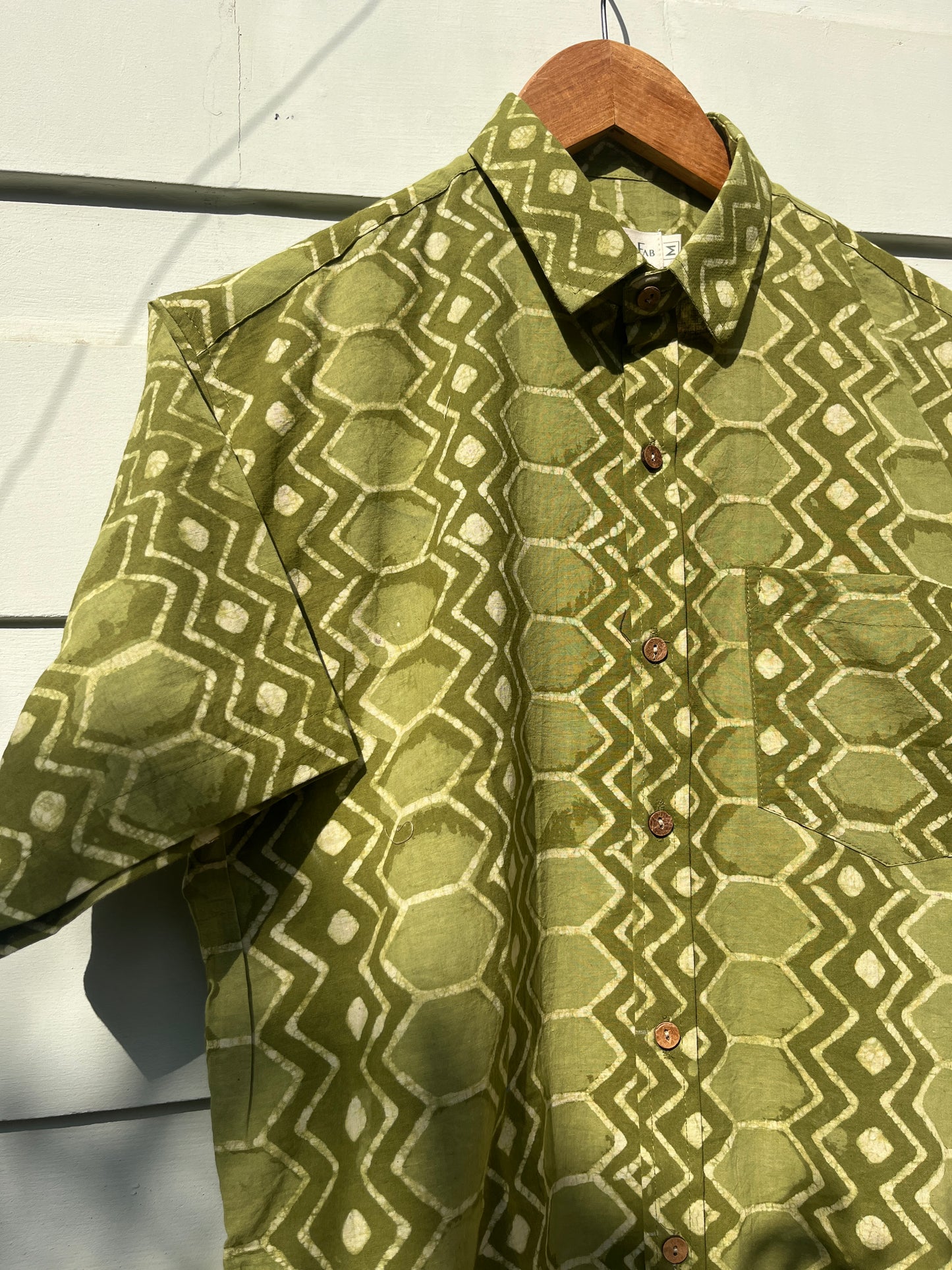 Green Dabu Hand Block Printed Shirt