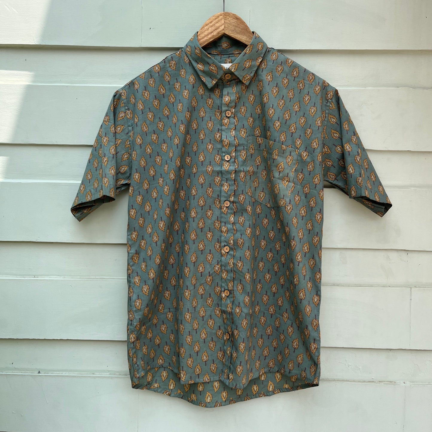 Green Floral Printed Cotton Shirt