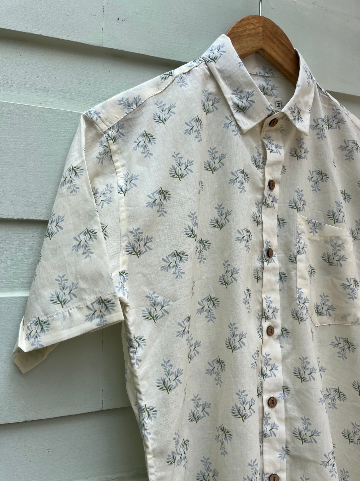 Cloud White Printed Cotton Shirt
