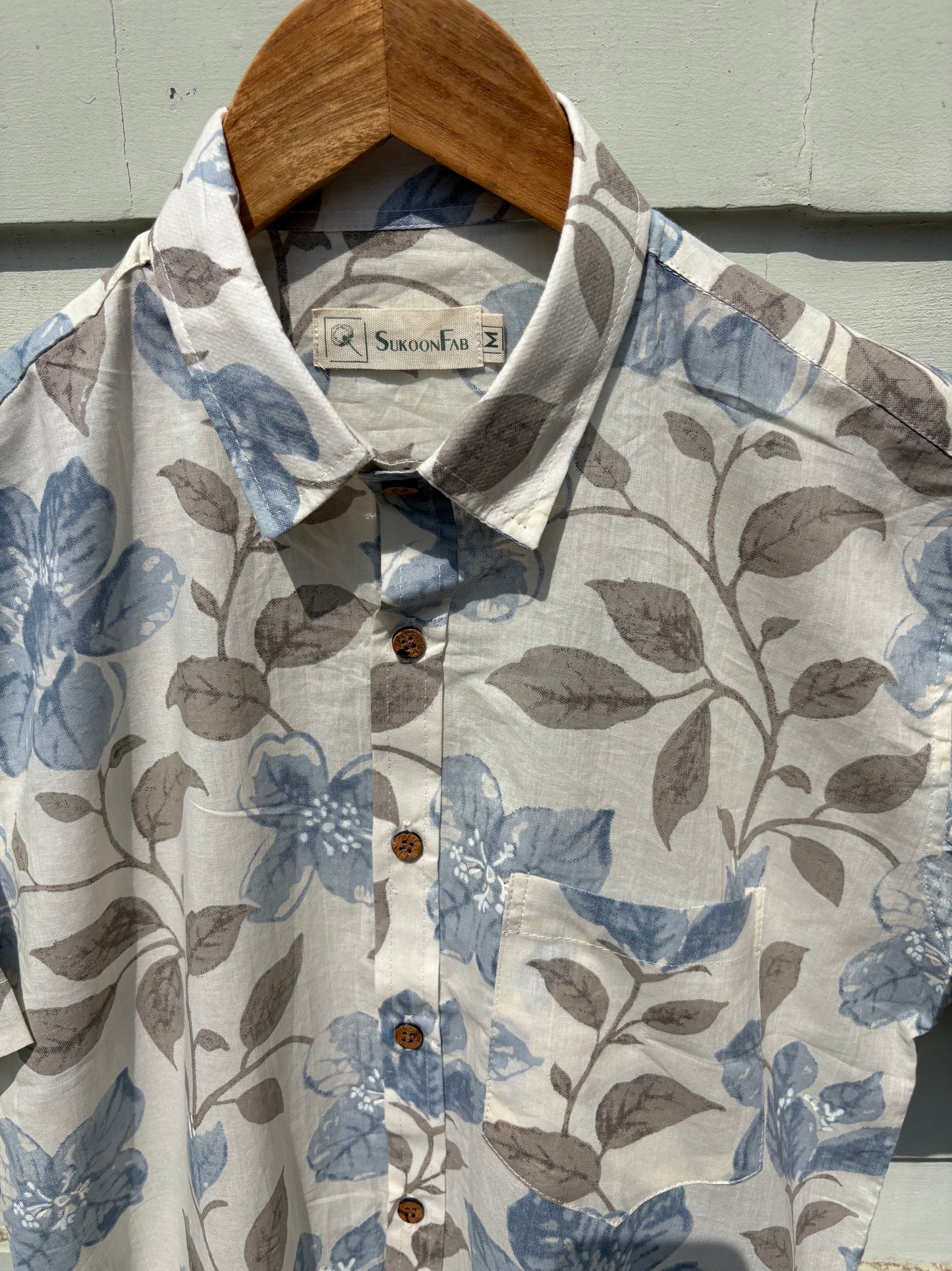 Blue Grey Sanganeri Printed Shirt