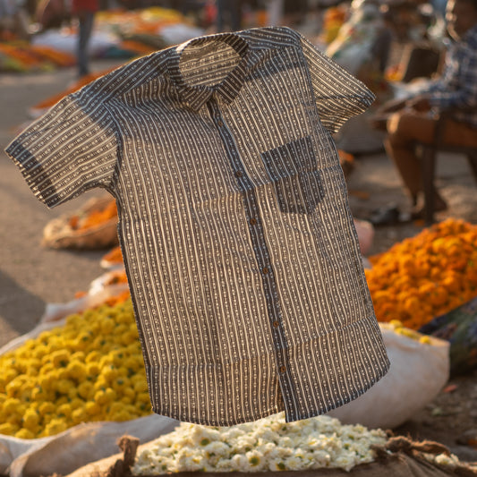 Silver Sand Hand Block Printed Shirt