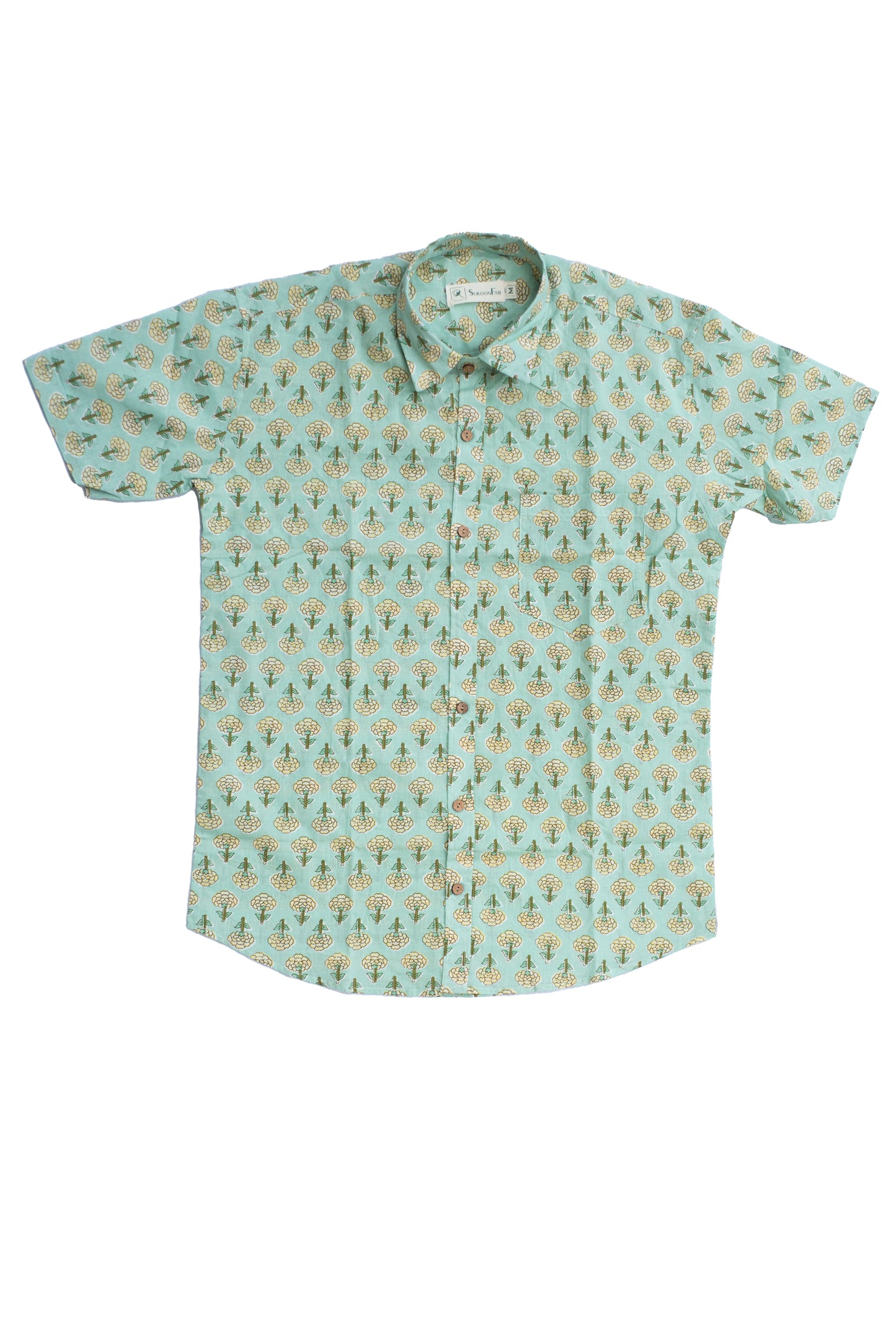 Spanish Green Printed Cotton Shirt