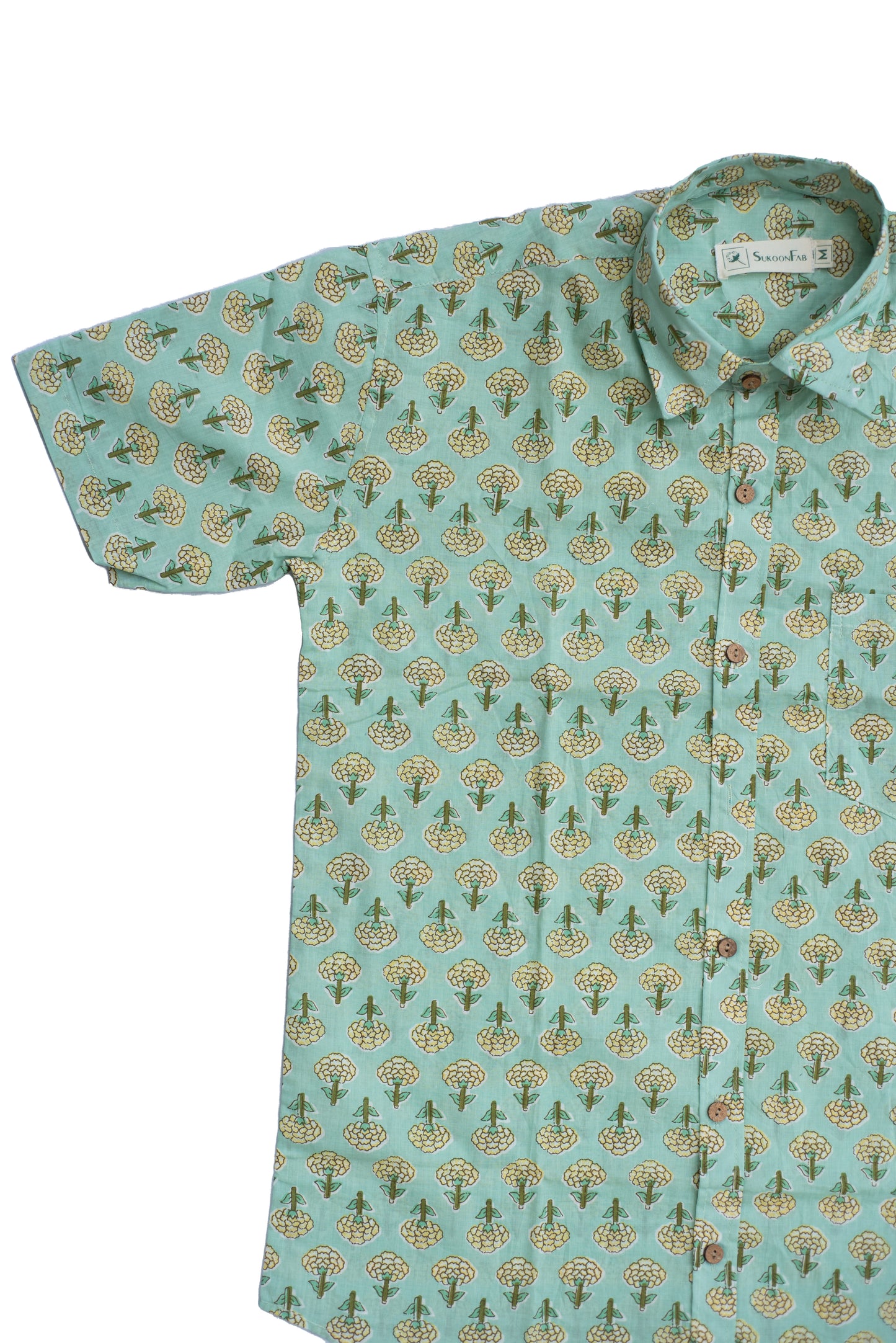 Spanish Green Printed Cotton Shirt