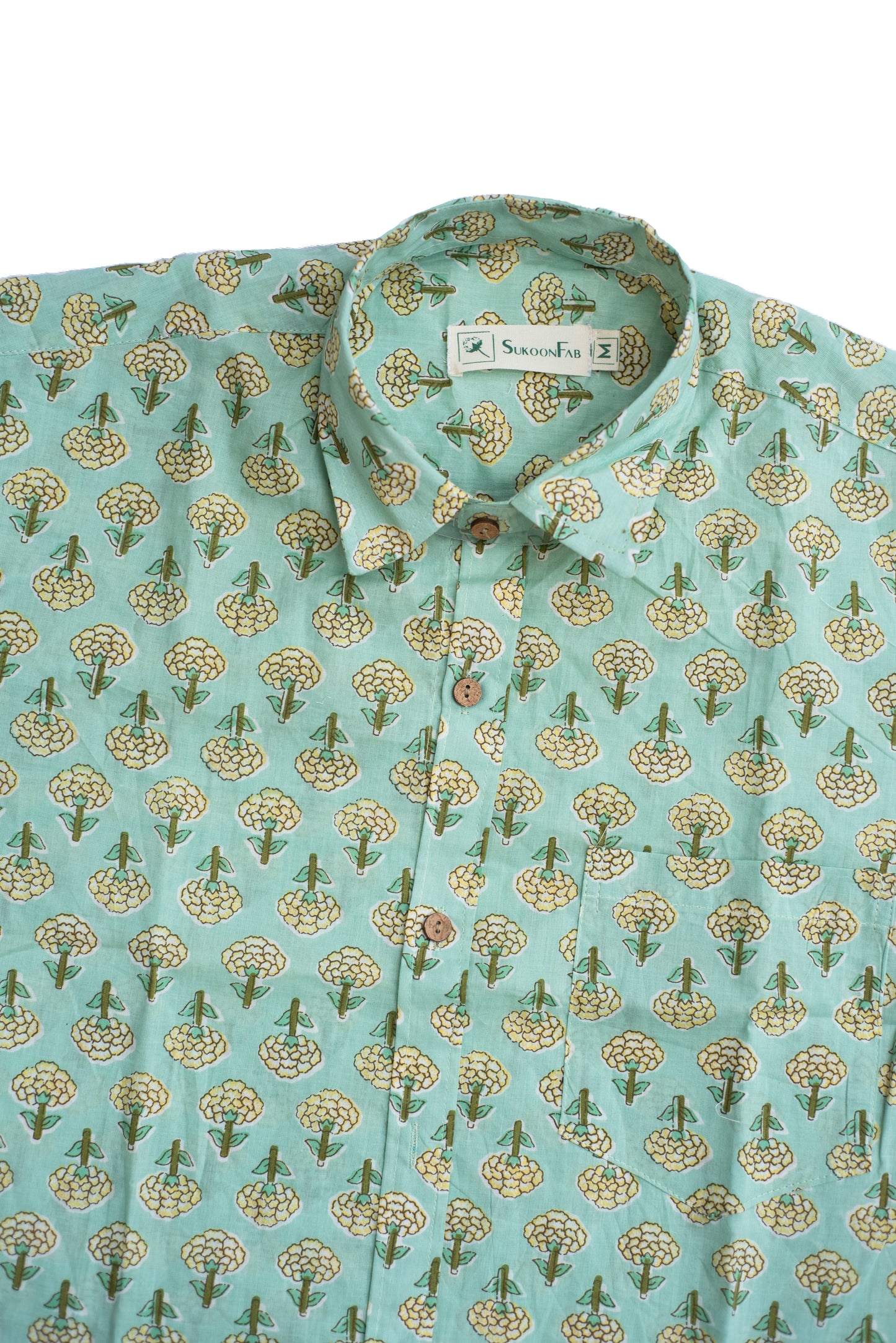 Spanish Green Printed Cotton Shirt