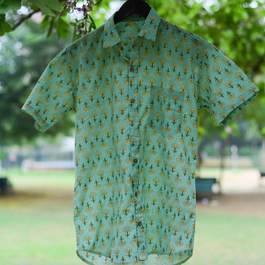 Spanish Green Printed Cotton Shirt