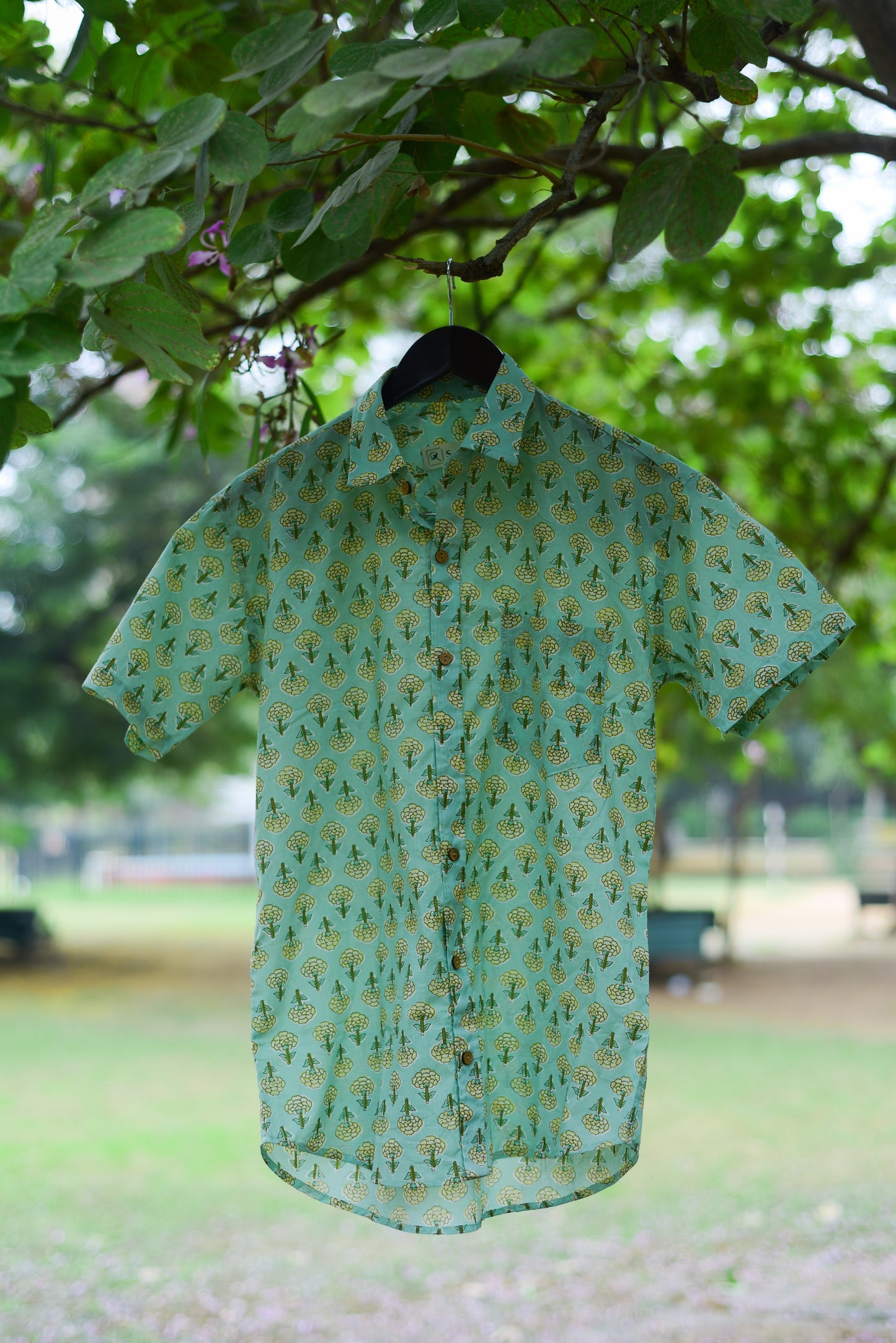 Spanish Green Printed Cotton Shirt