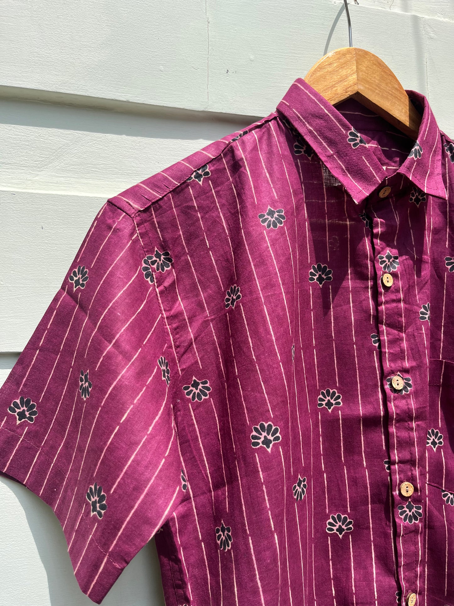 Magenta Ajrak Printed Cotton Shirt