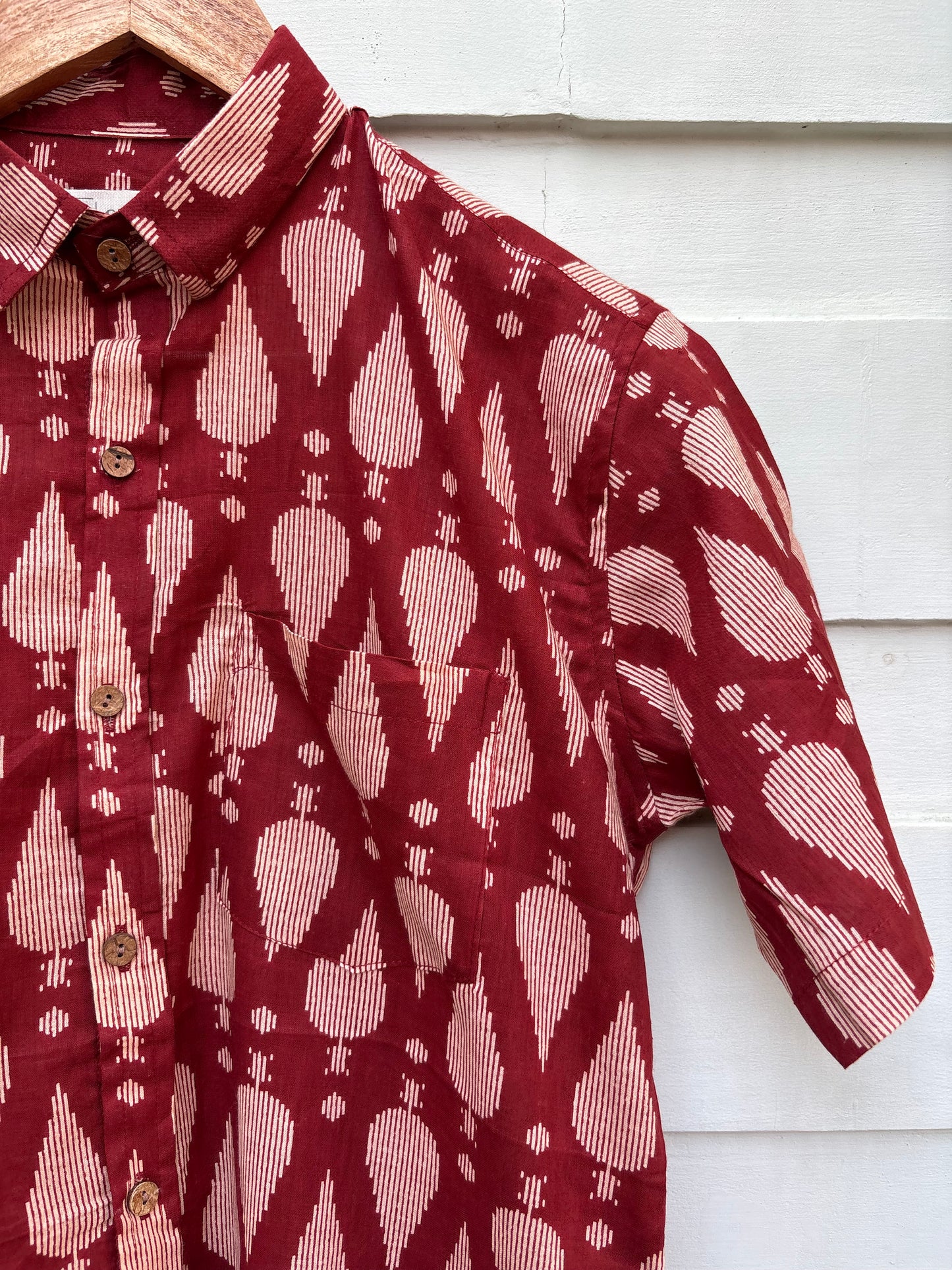 Red Floral Butta Printed Cotton Shirt