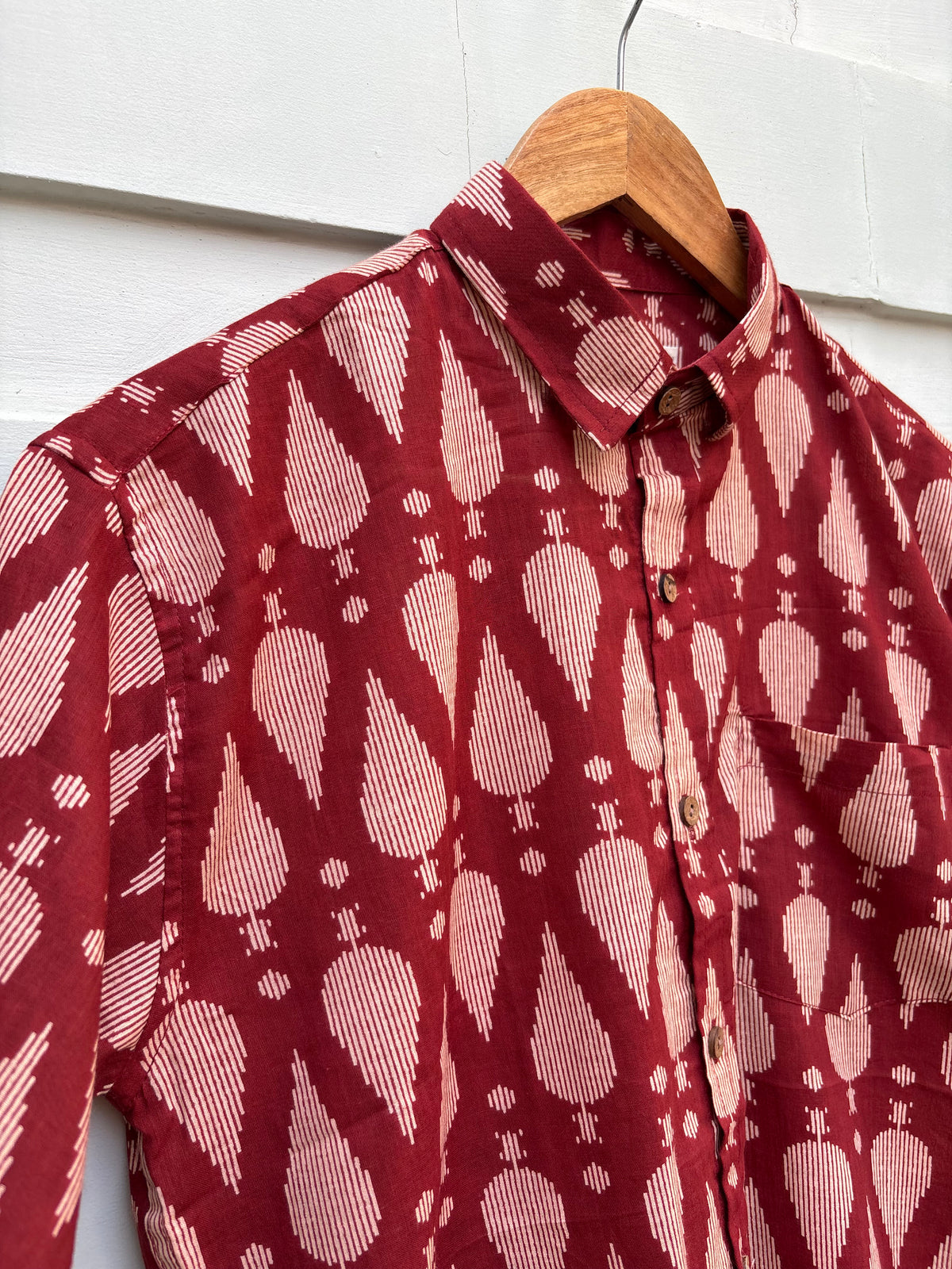 Red Floral Butta Printed Cotton Shirt