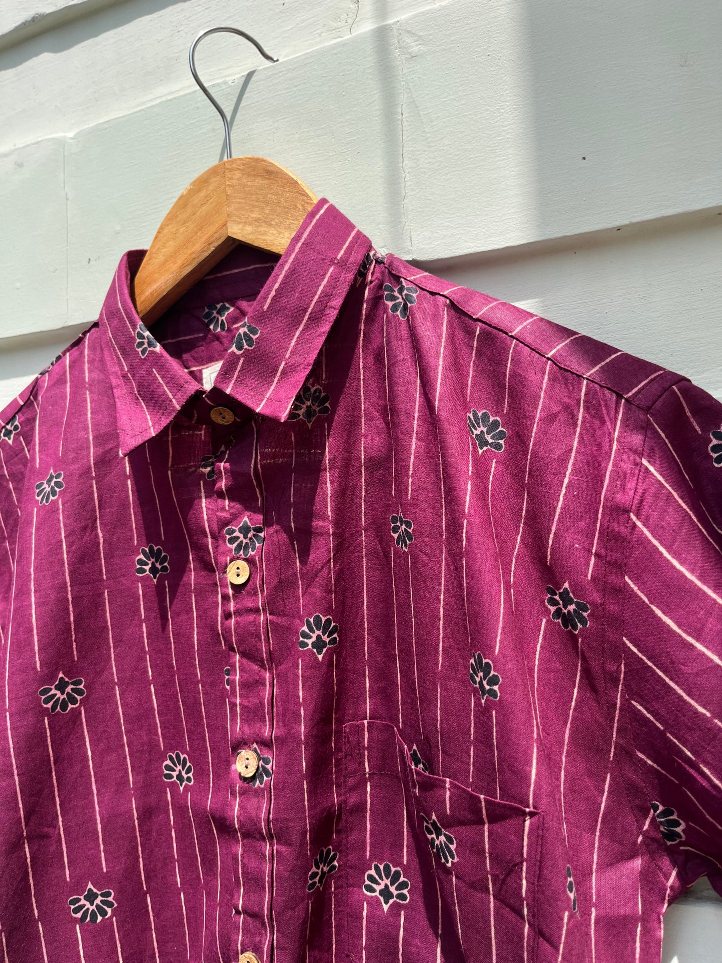 Magenta Ajrak Printed Cotton Shirt