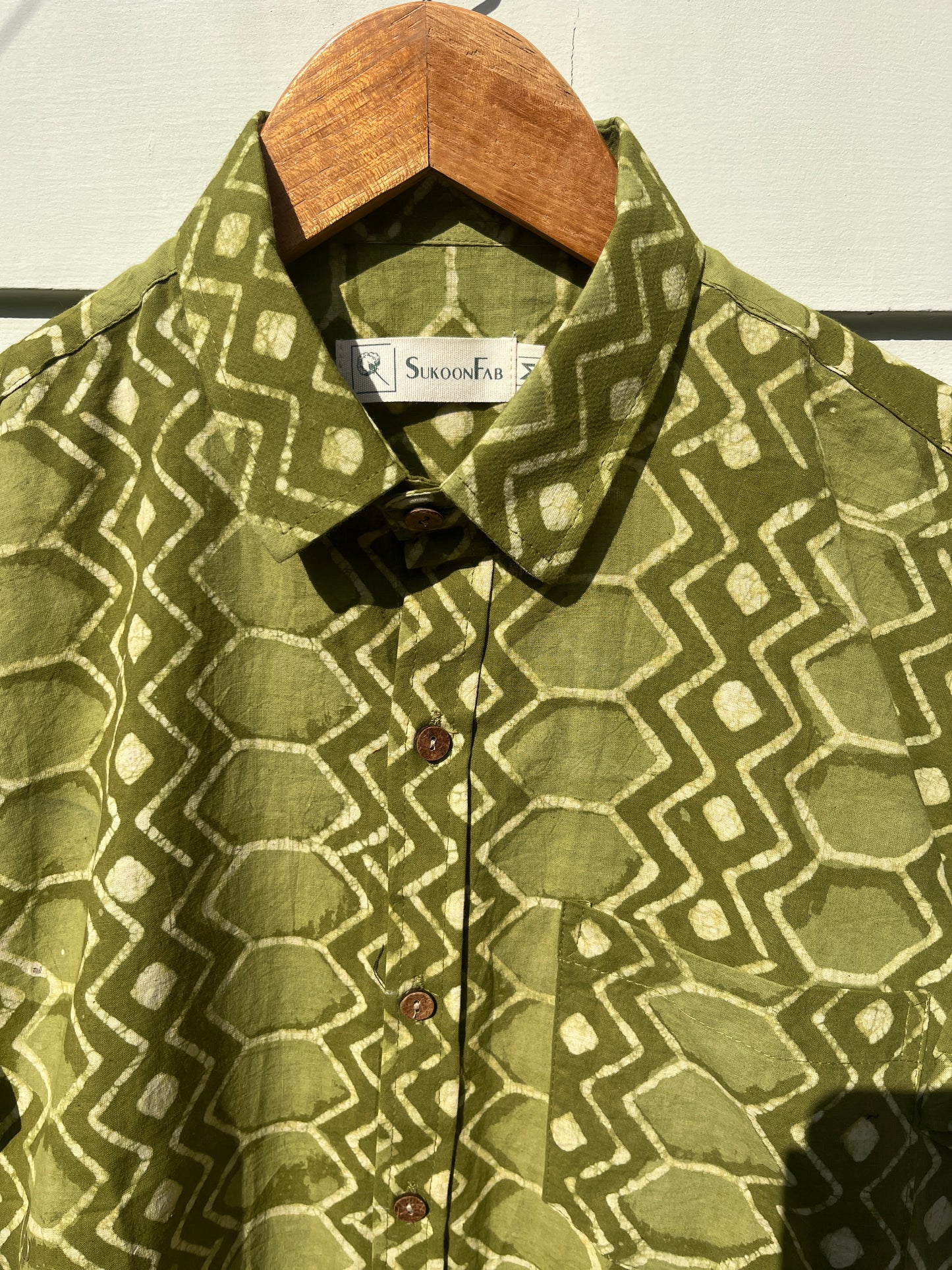 Green Dabu Hand Block Printed Shirt