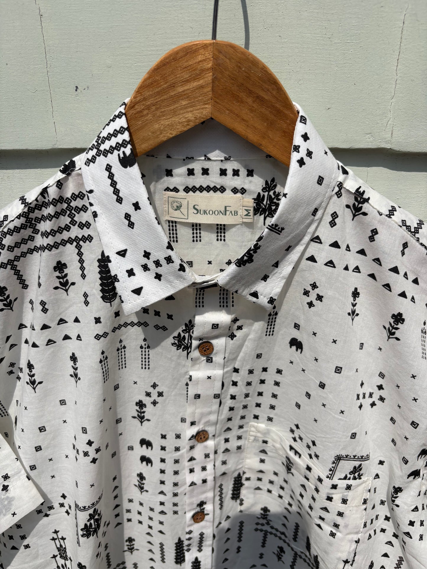 Black & White Sanganeri Printed Shirt
