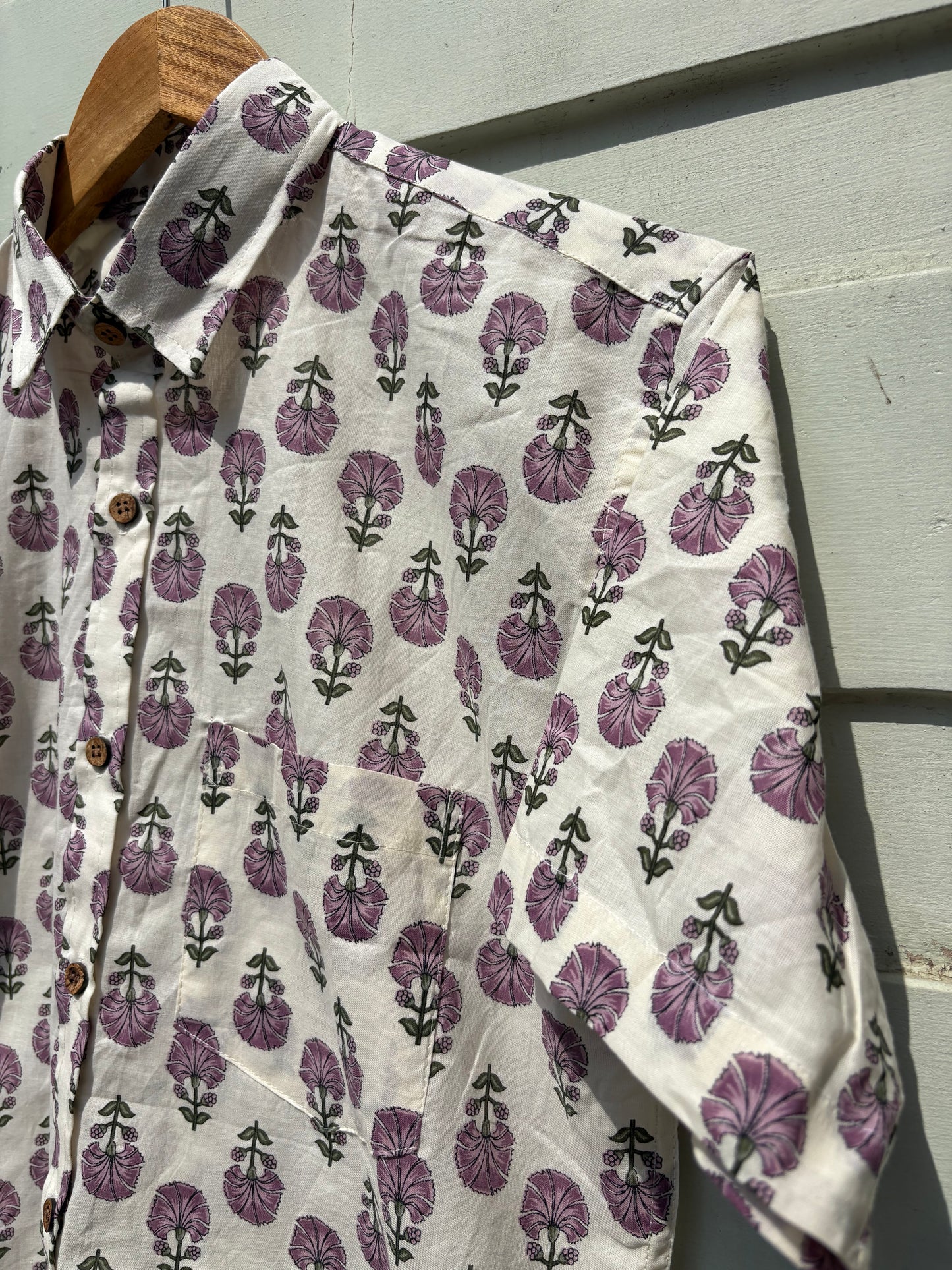 Wild Berry Floral Sanganeri Printed Shirt