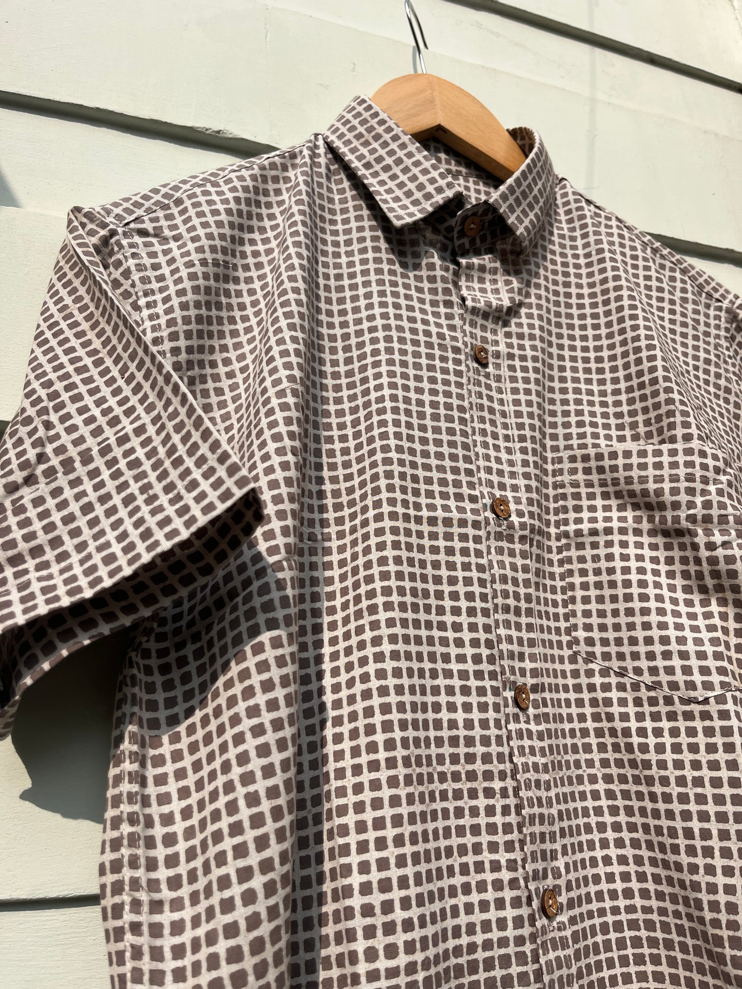 Natural Grey Hand Block Printed Shirt