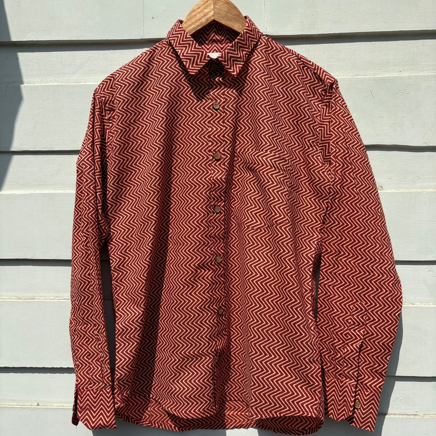 Red Zig Zag Block Printed Shirt