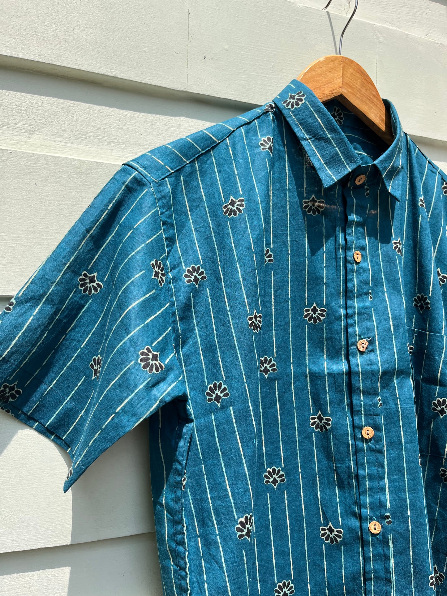 Blue Ajrak Printed Cotton Shirt