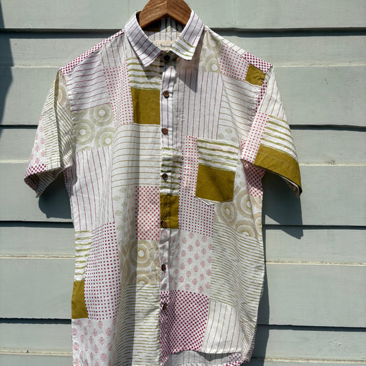 Cream Geometrical Sanganeri Print Shirt