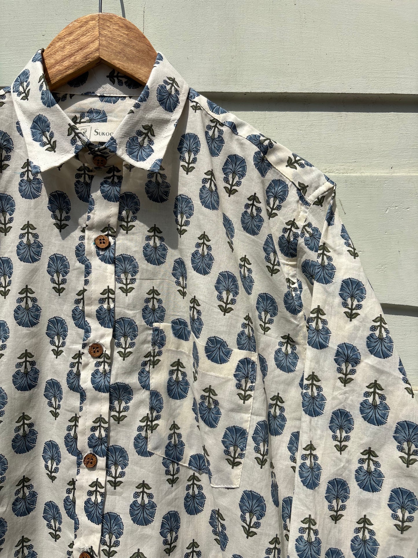 Blue Floral Sanganeri Printed Shirt