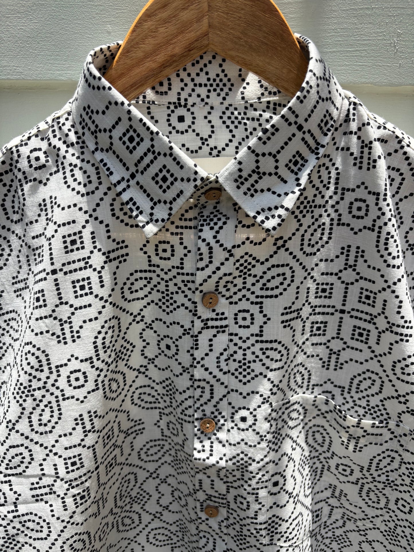 Monochrome Geometric Printed Cotton Shirt