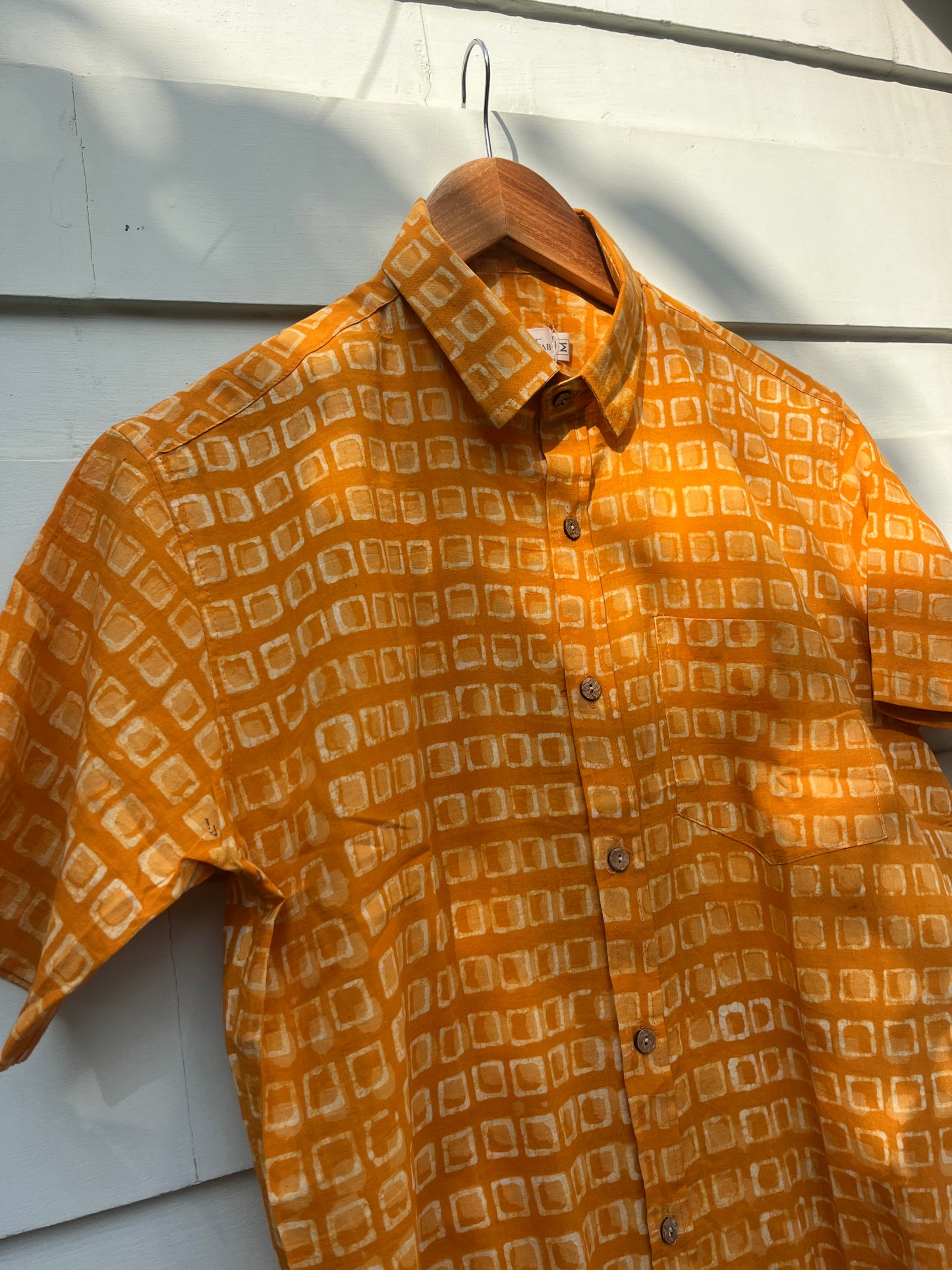 Oak Brown Dabu Hand Block Printed Shirt