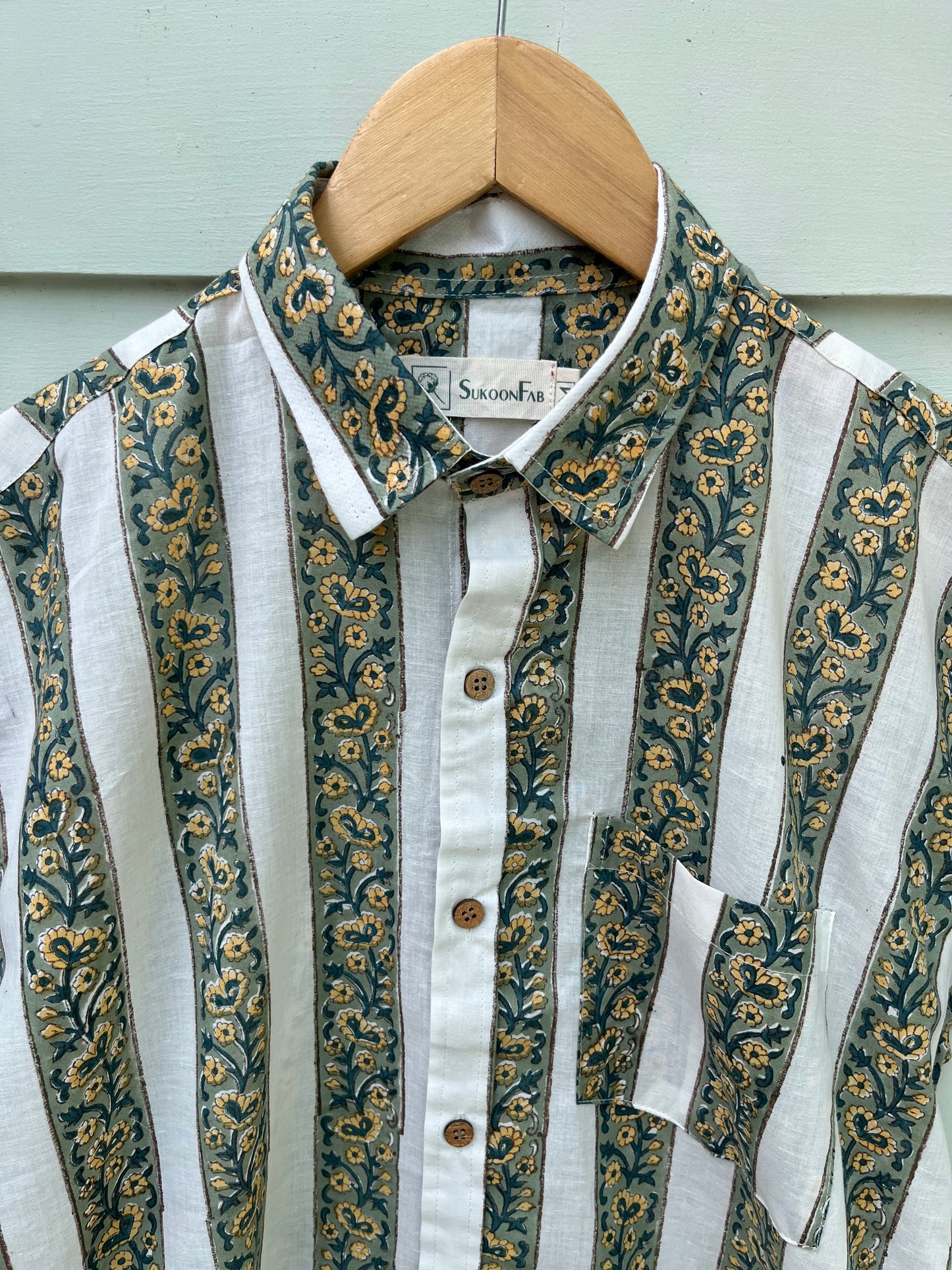 White Stripes Hand Block Printed Cotton Shirt