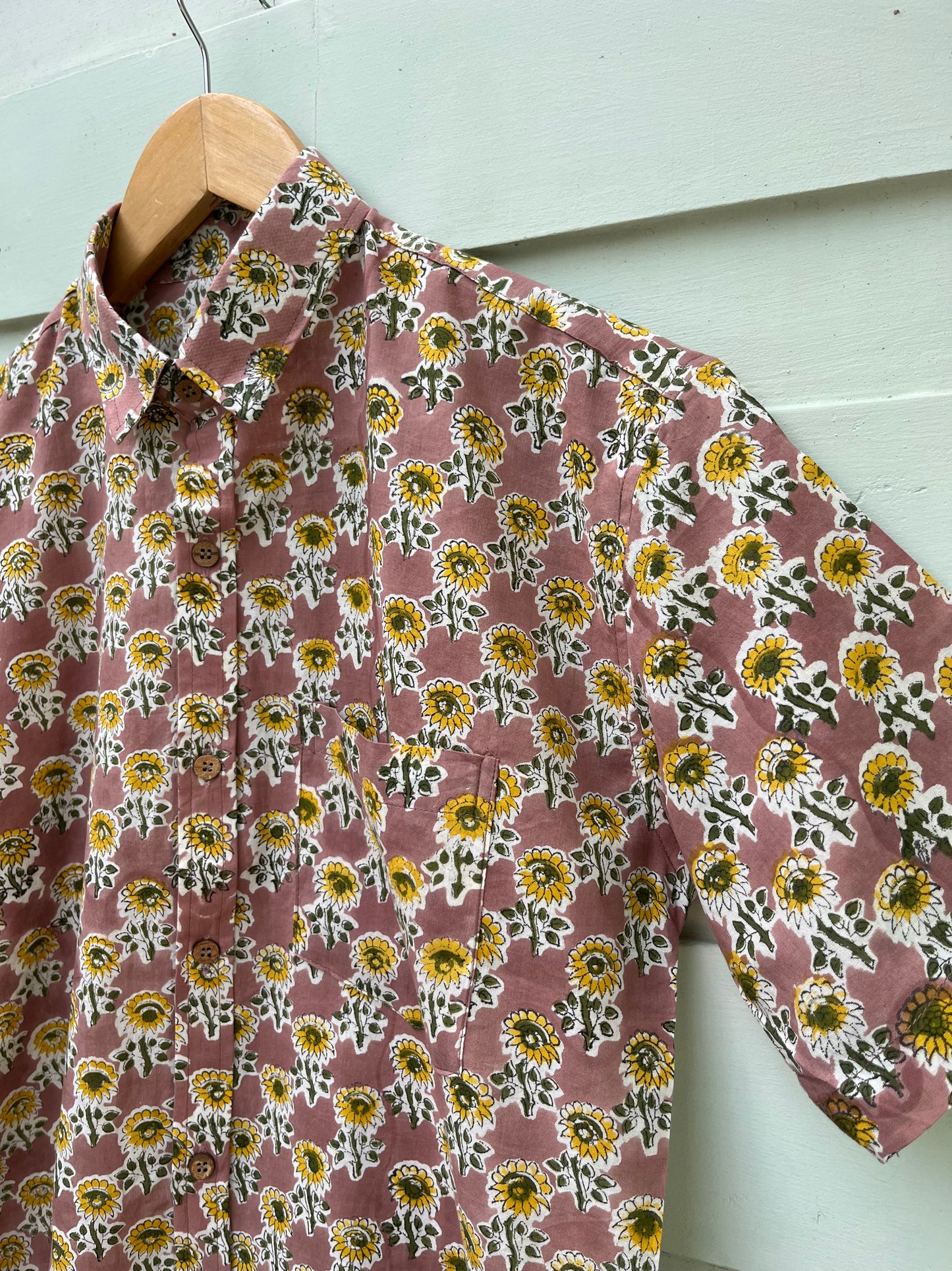 Lavender Floral Printed Cotton Shirt