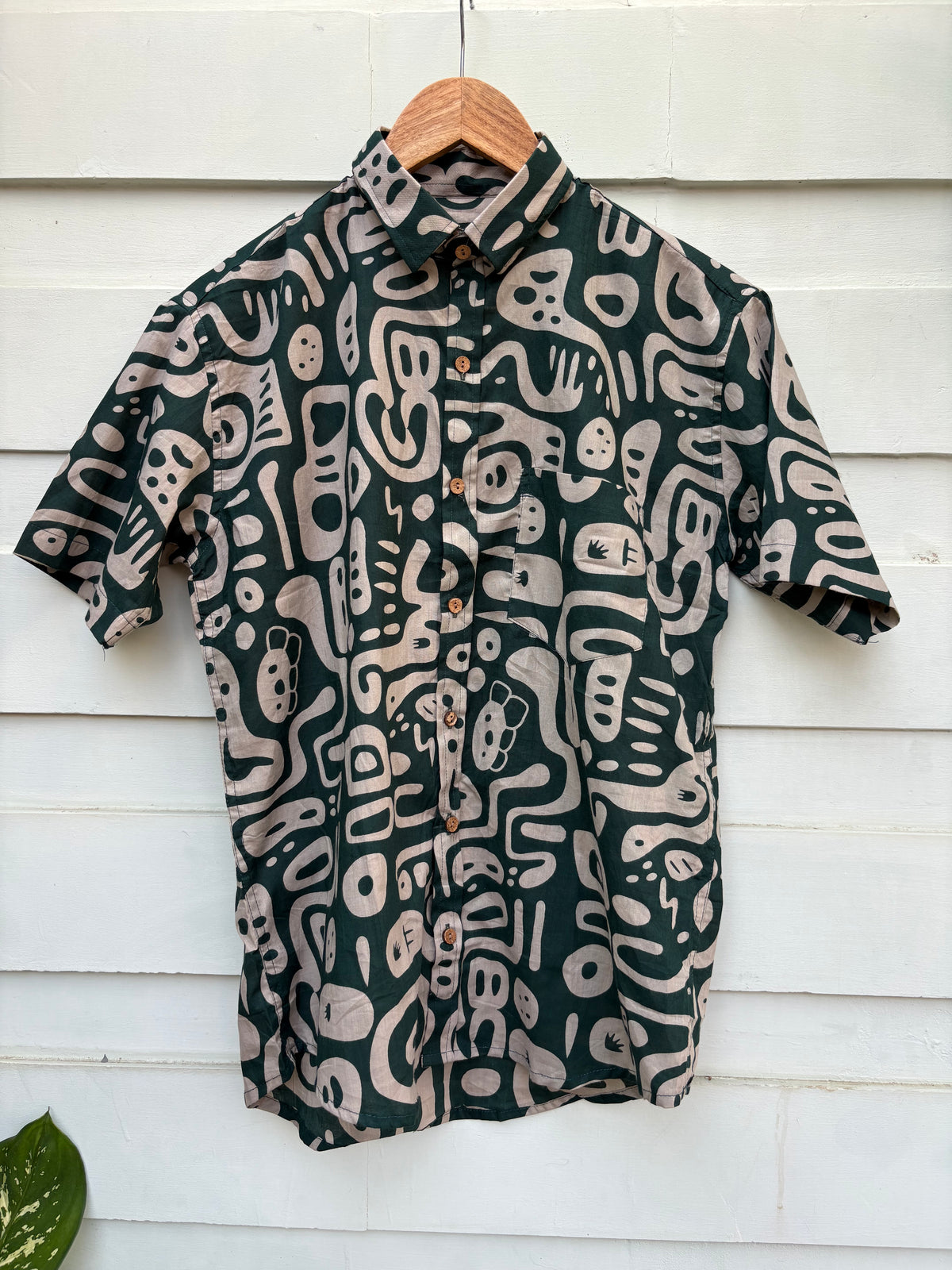 Abstract Green Printed Cotton Shirt
