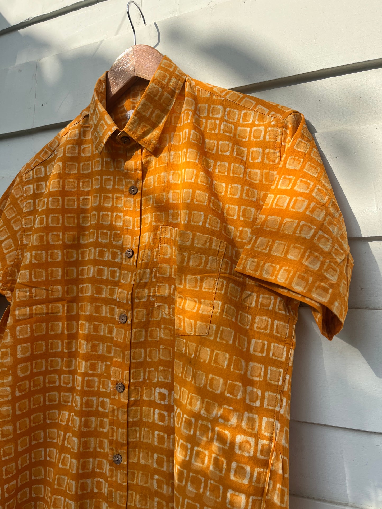 Oak Brown Dabu Hand Block Printed Shirt