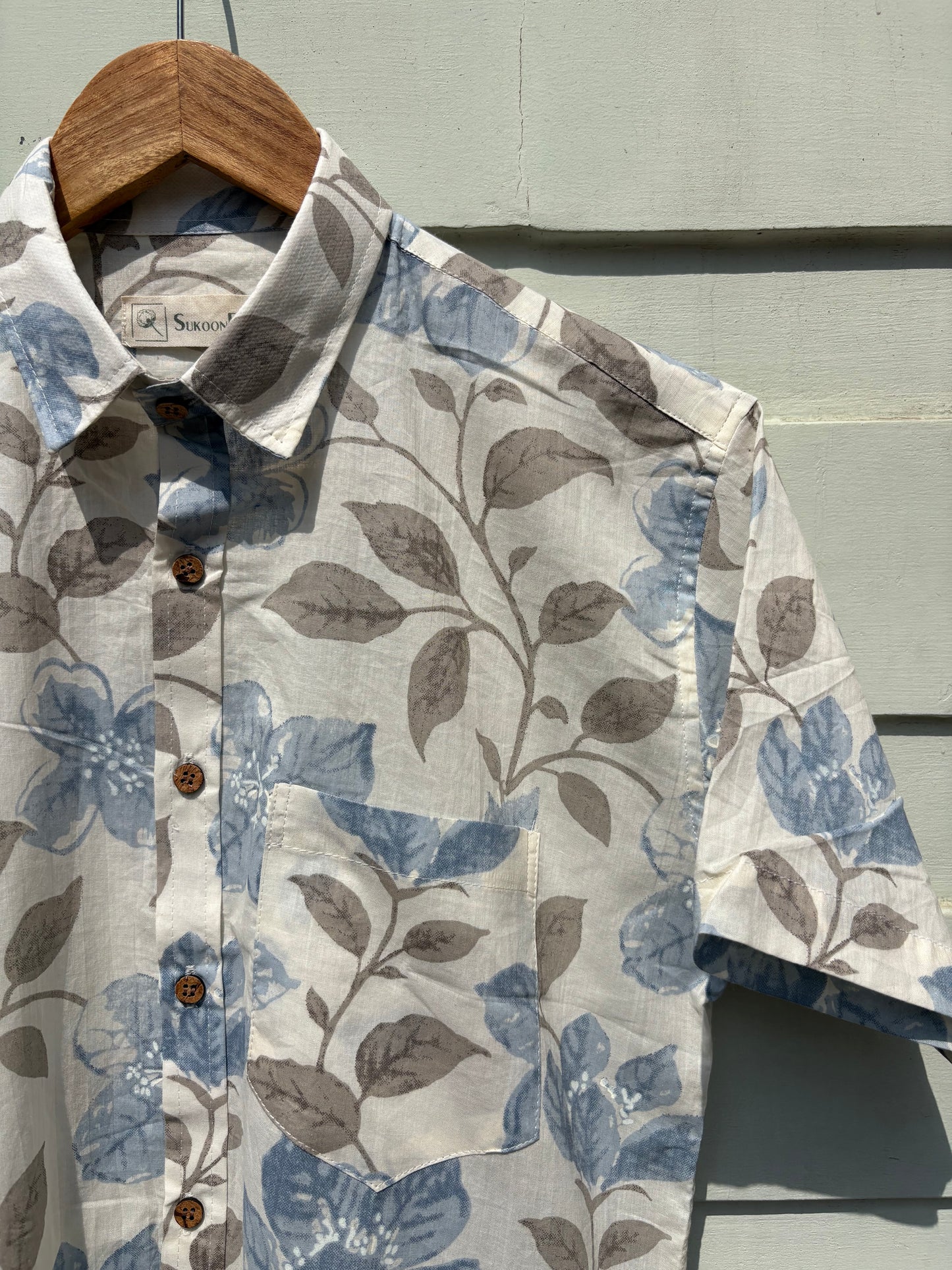 Blue Grey Sanganeri Printed Shirt